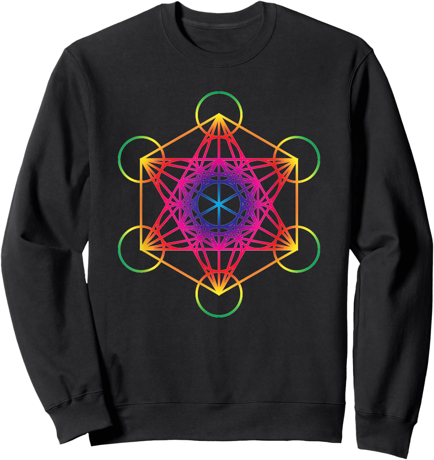 Tree Seed Flower Of Life Sacred Geometry Rainbow Mandala Sweatshirt - Sweatshirt | Black