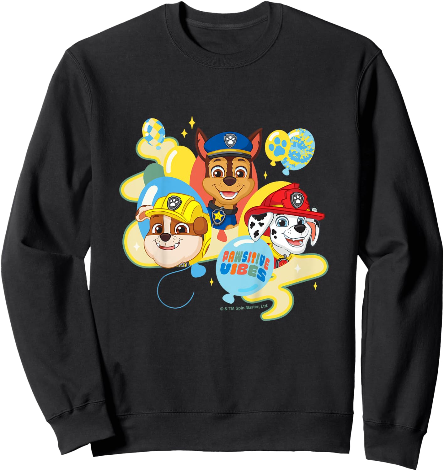 PAW Patrol Pawsitive Vibes Cute Puppy Heads & Balloons Sweatshirt - Sweatshirt | Black