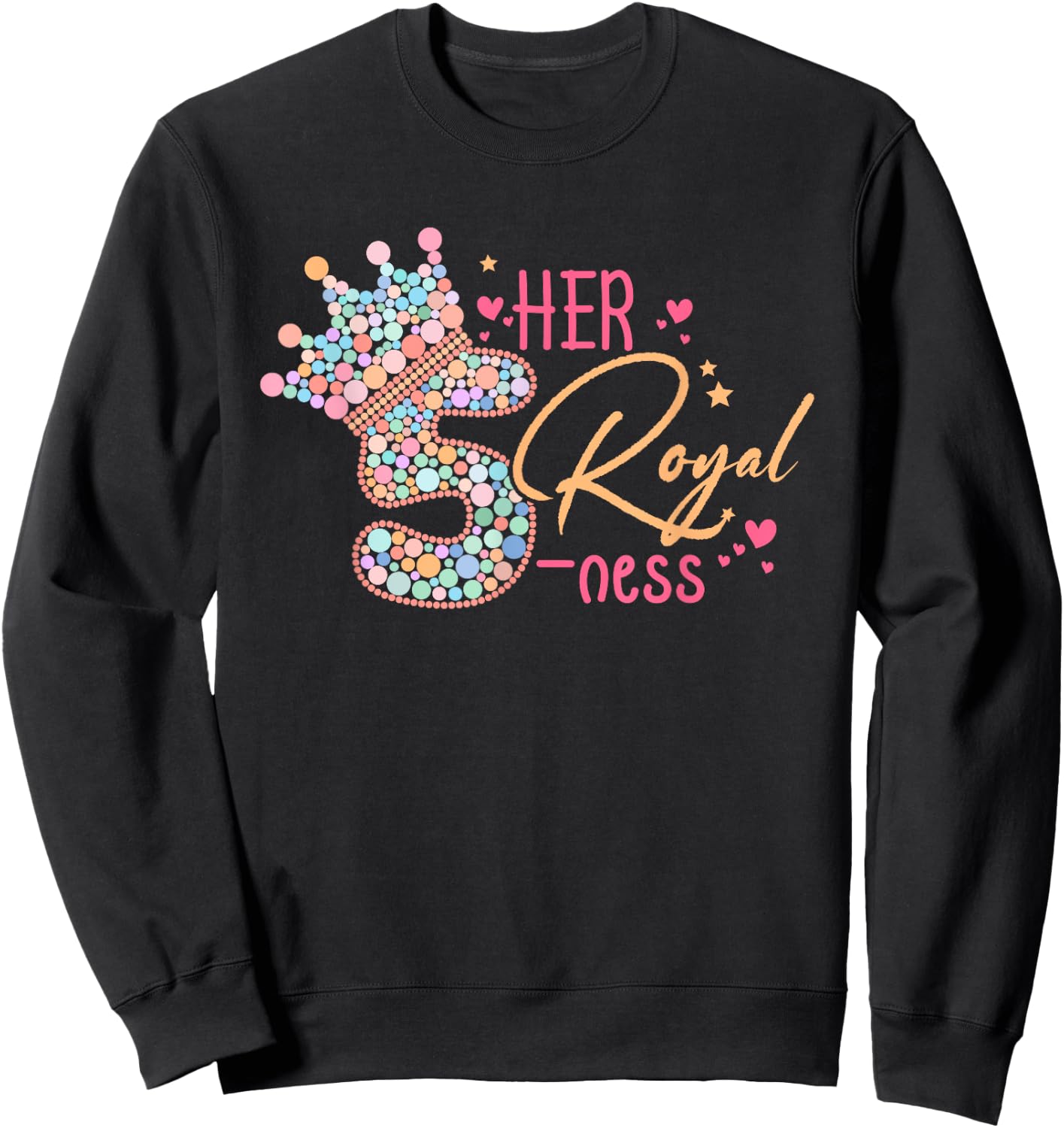 5th Birthday Her Royal Five-ness 5 Years Old Toddler Sweatshirt - Sweatshirt | Black