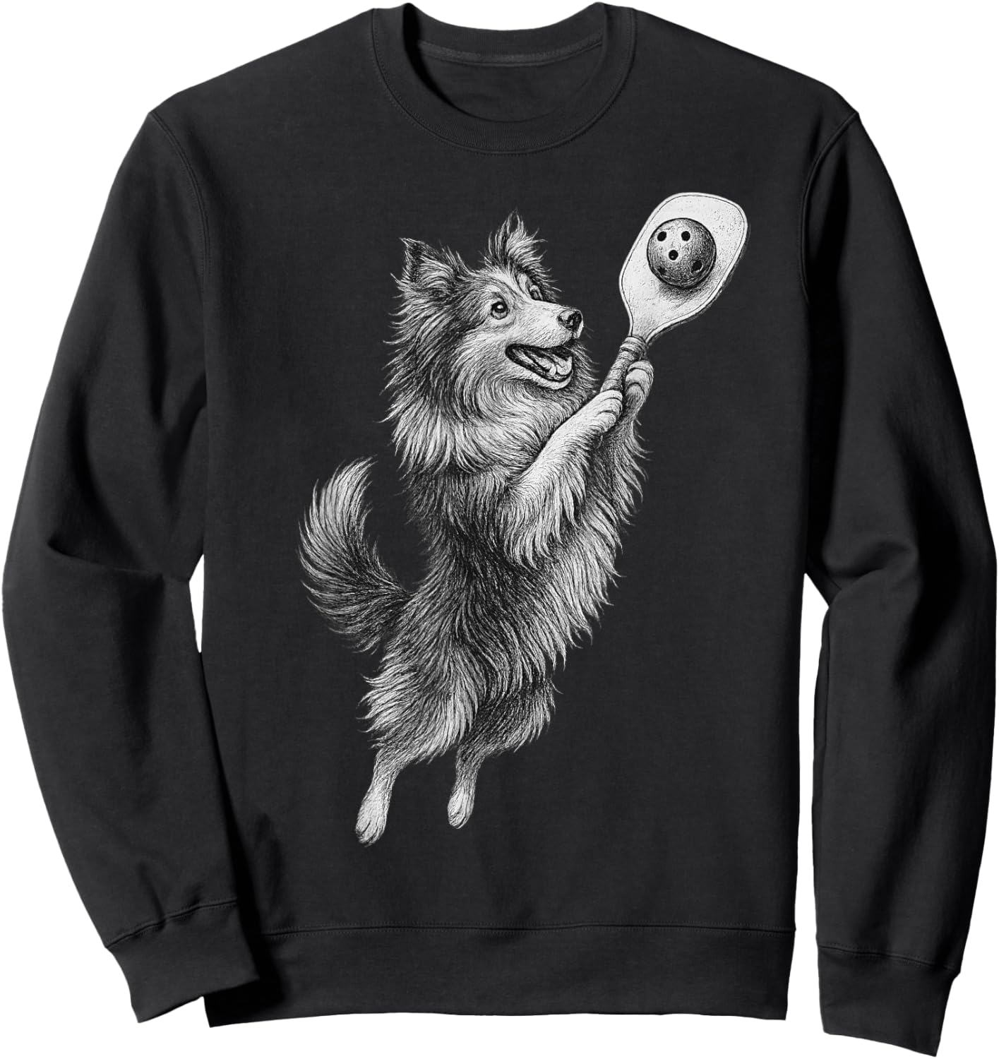 Shetland Sheepdog Playing Pickleball Sports Dog Lover Sweatshirt - Sweatshirt | Black