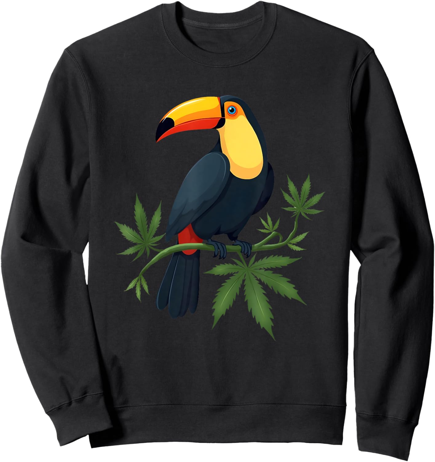 TUCAN sits on a cannabis vine 1 - Fan Fun Sweatshirt - Sweatshirt | Black