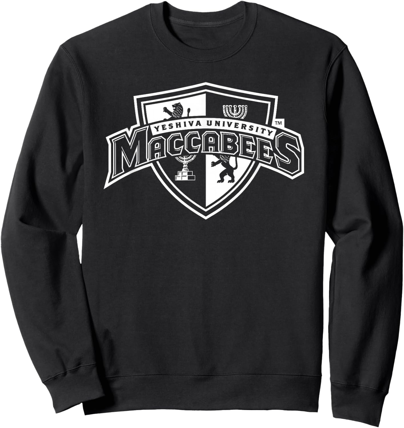 Yeshiva University Maccabee Shield Logo Sweatshirt - Sweatshirt | Black