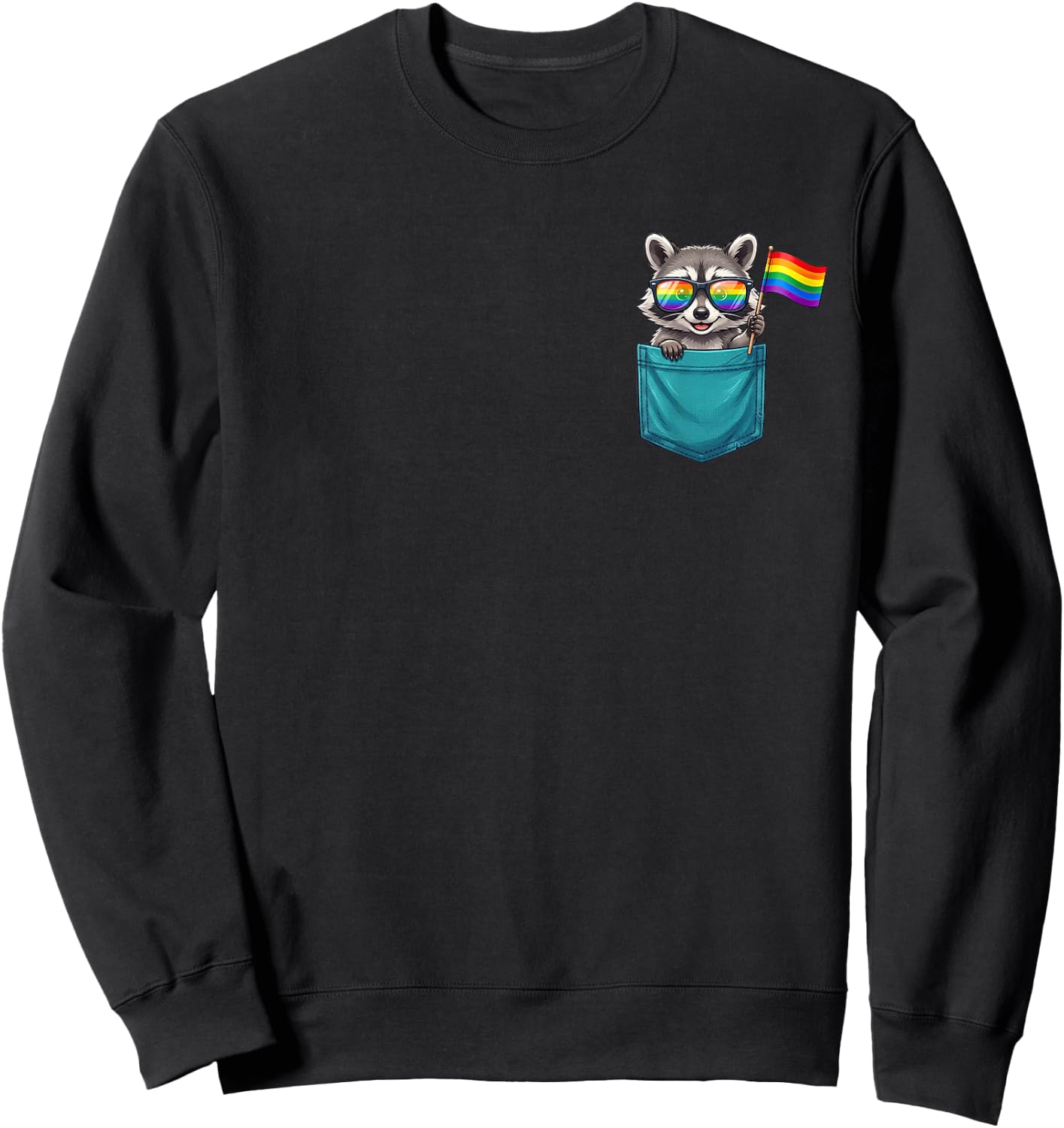 Gay Raccoon in The Pocket Rainbow Flag LGBTQ Pride Month Sweatshirt - Sweatshirt | Black