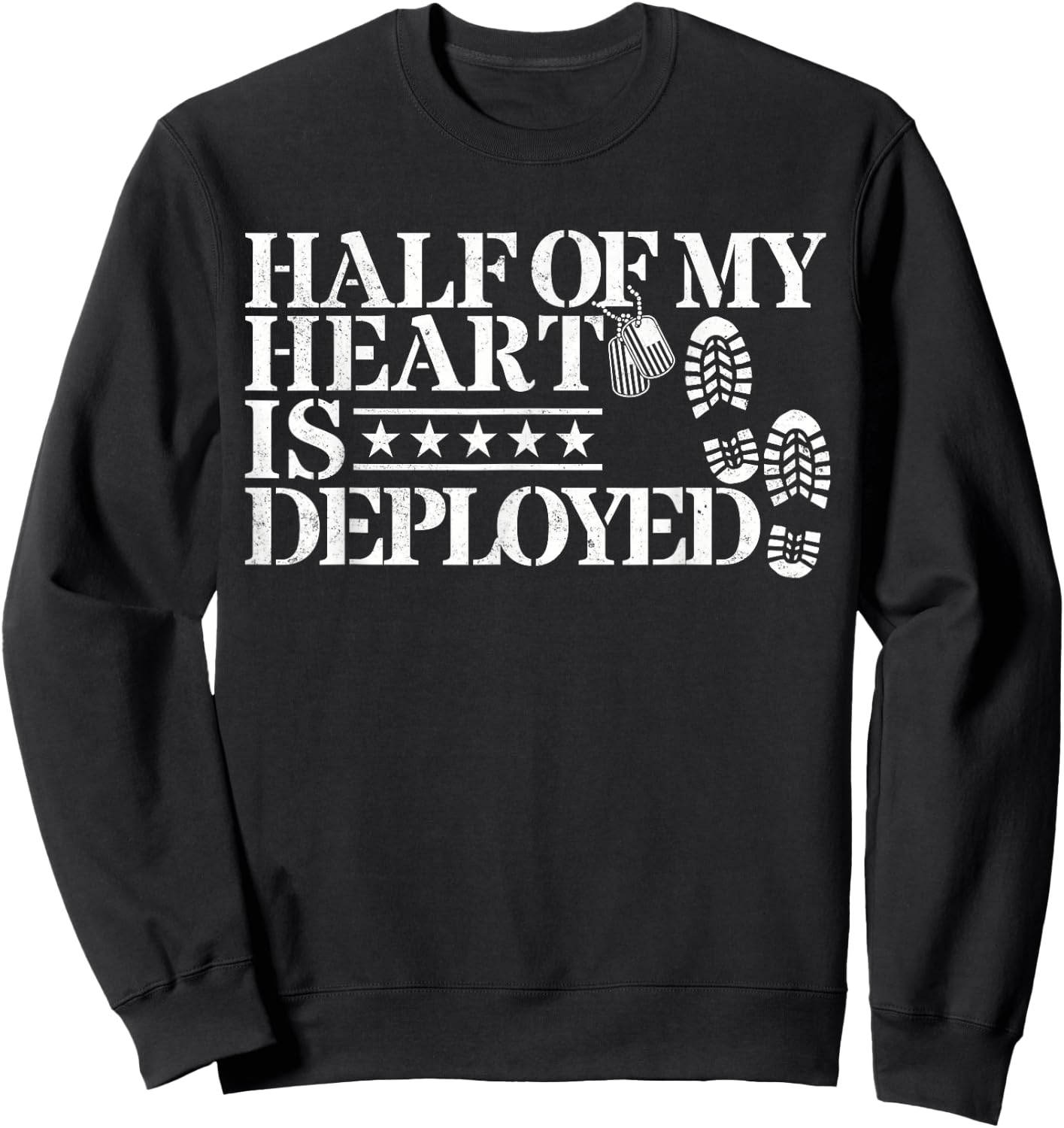 Half Of My Heart Is Deployed Husband Wife Deployment Gifts Sweatshirt - Sweatshirt | Black