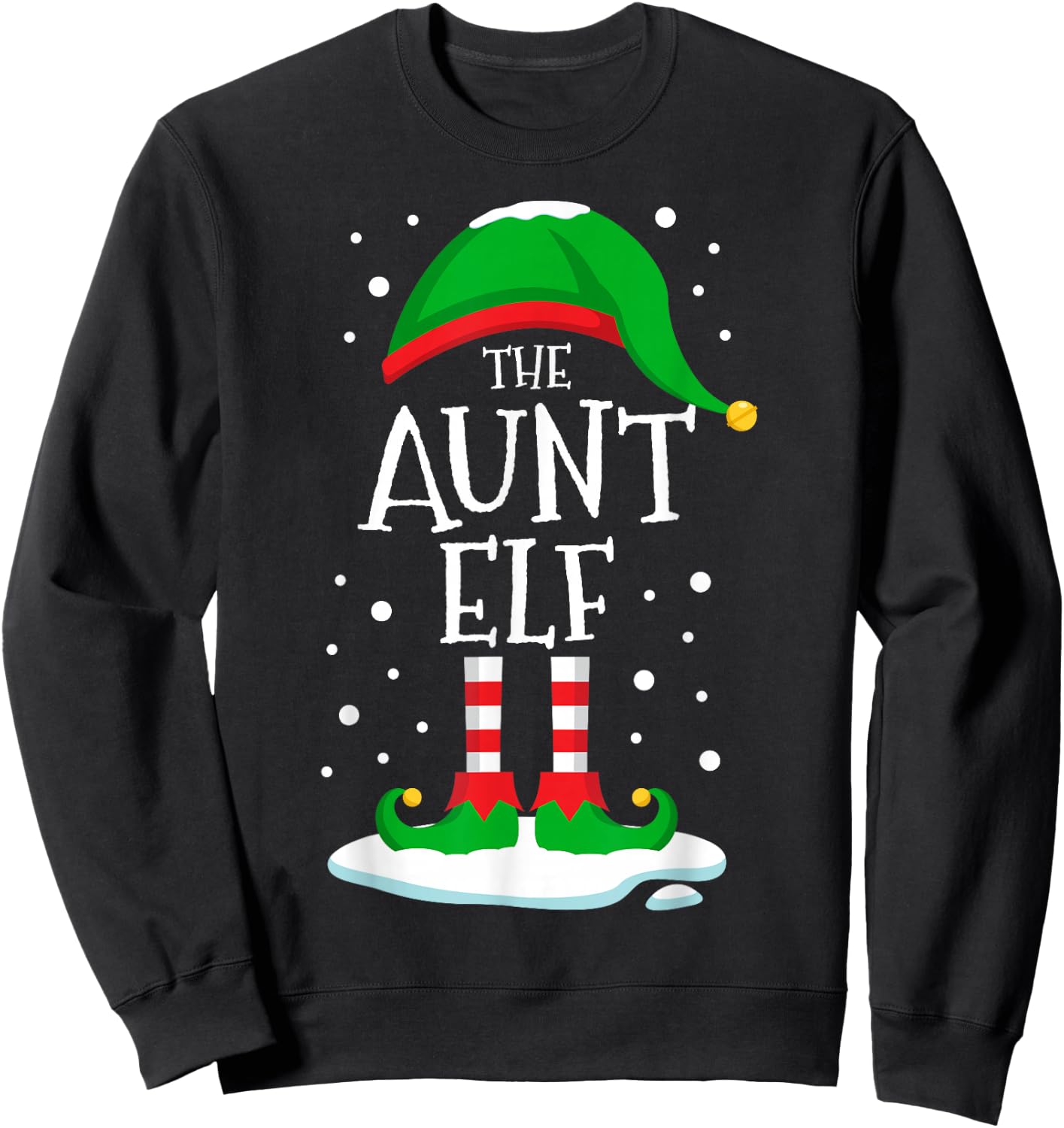 The Aunt Elf Christmas Family Matching Xmas Auntie Funny Sweatshirt - Sweatshirt | Black
