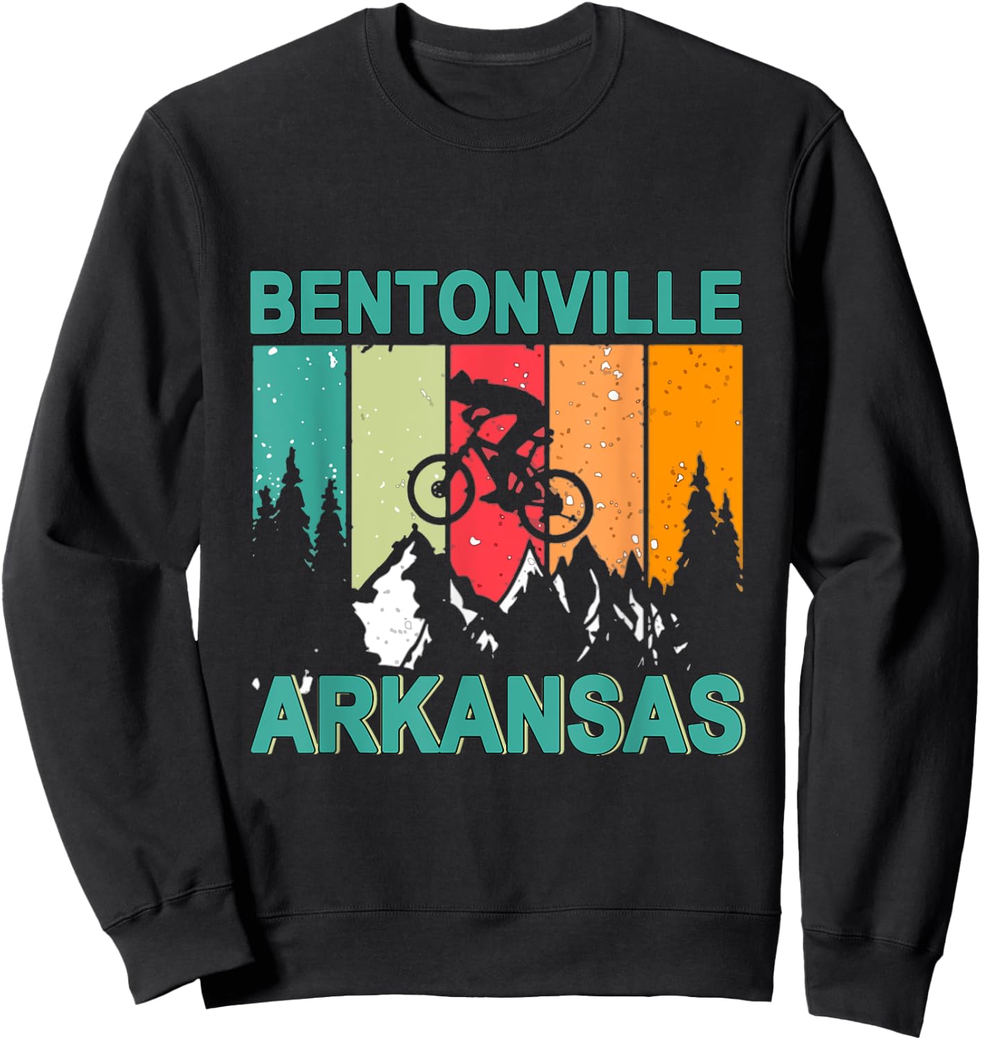 Bentonville Arkansas Vintage Retro 70s Mountain Biking Sweatshirt - Sweatshirt | Black