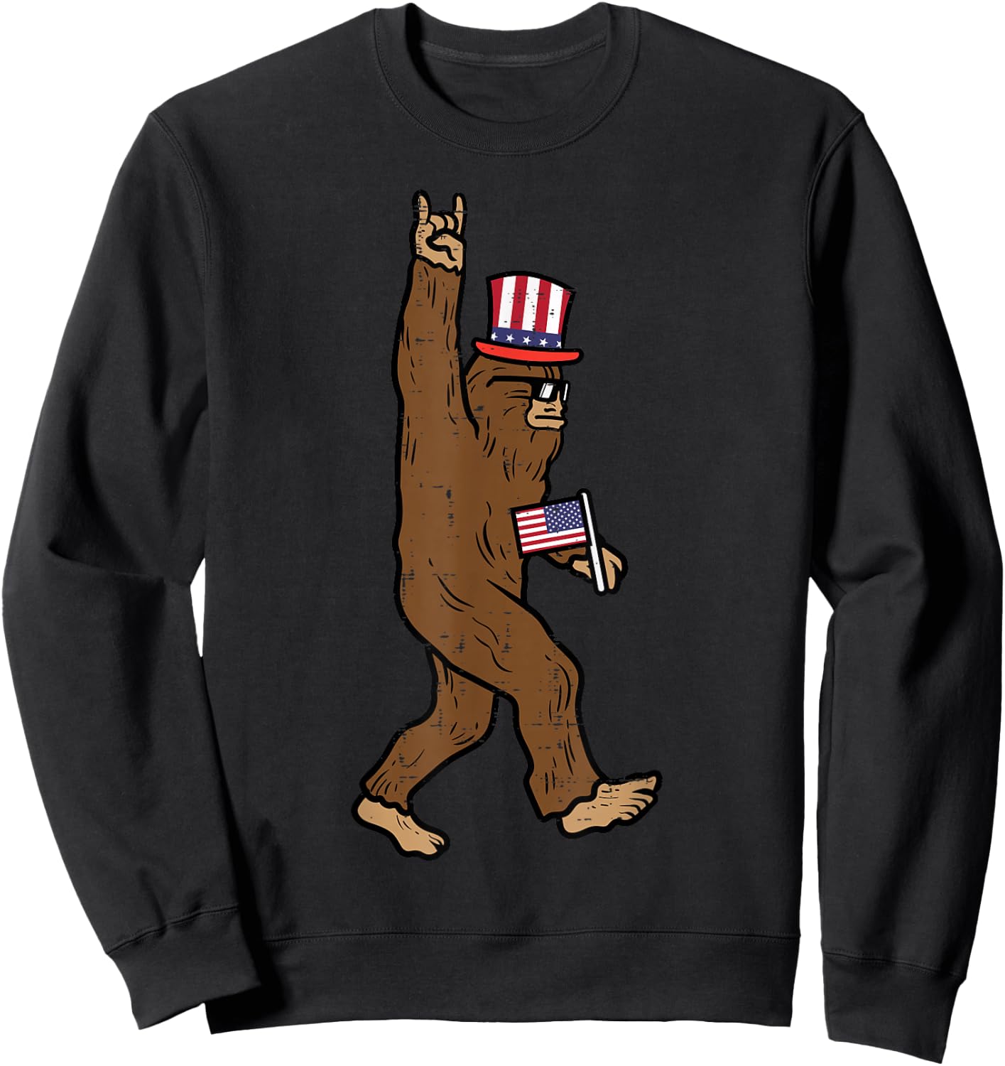 4th July Bigfoot Sasquatch Rock Patriot Rocker Men Boys Kids Sweatshirt - Sweatshirt | Black