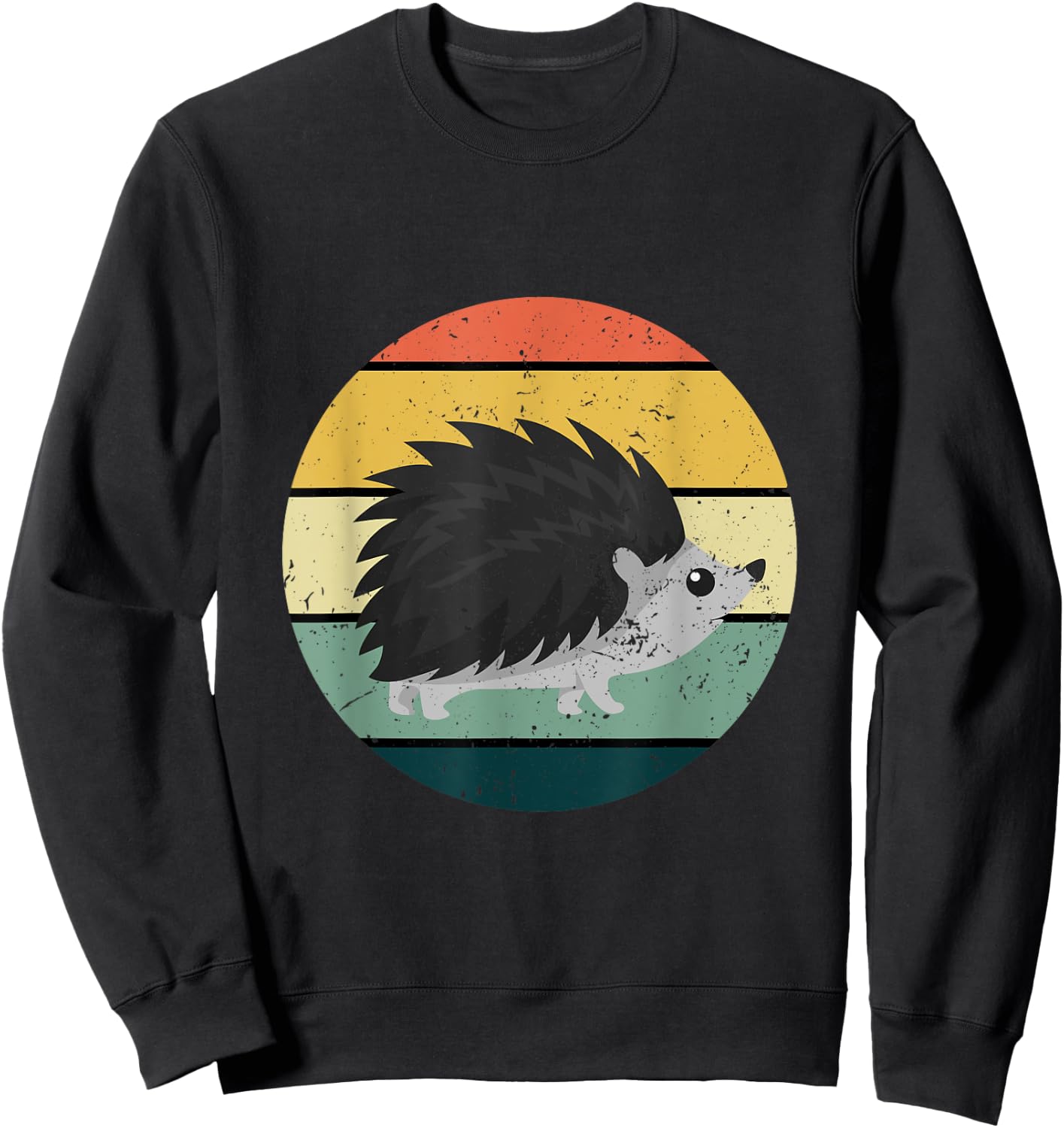 Retro Hedgehog Vintage Hedgehogs Cute Forest Animal Lover Sweatshirt - Sweatshirt | Black