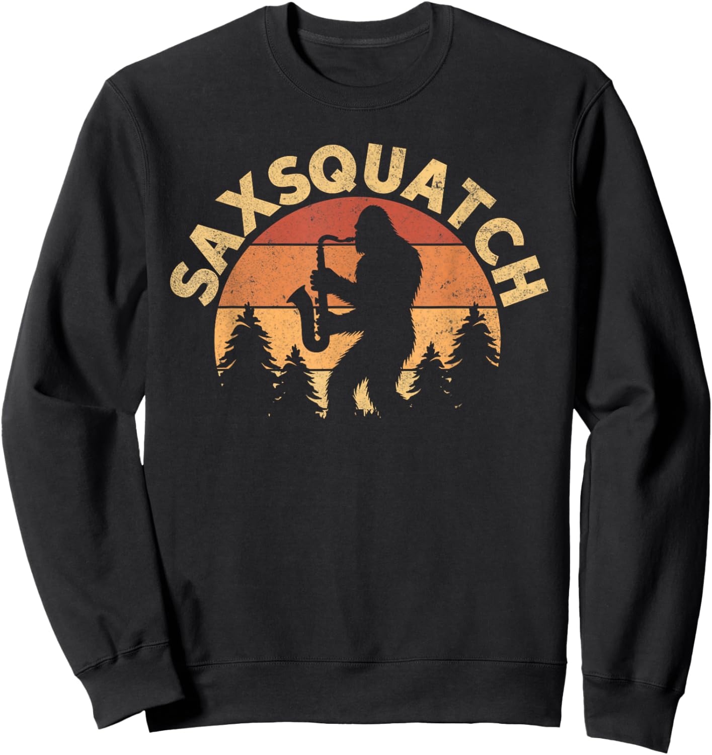 Funny Saxophone Lovers Saxsquatch Saxophonist Bigfoot Adults Humor Lover Black Small Sweatshirt - Sweatshirt | Black