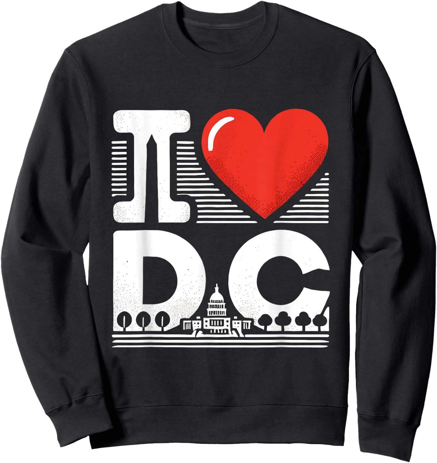I Love DC, Washington DC Icons and Heart Sweatshirt - Sweatshirt | Black