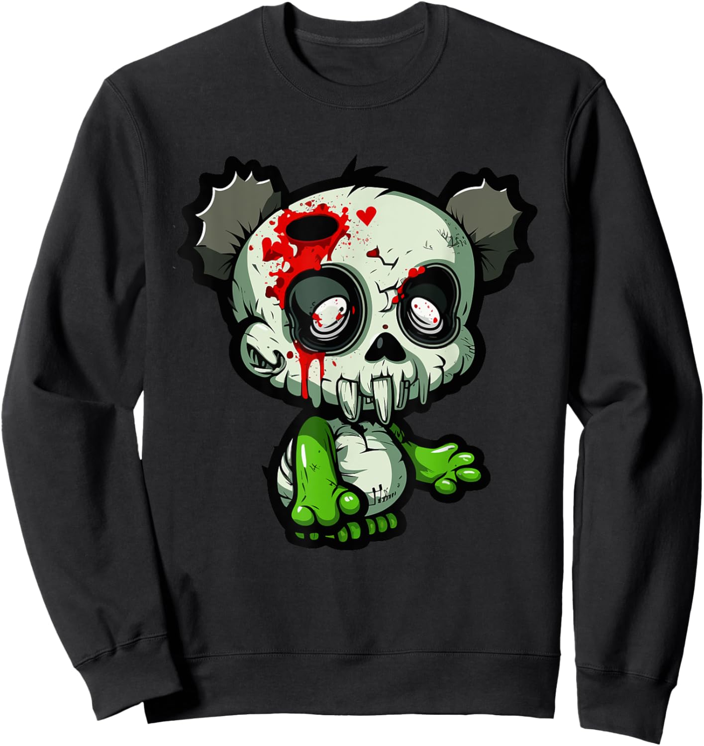 Undead Panda Chaos - Comic Style Zombie Bear Sweatshirt - Sweatshirt | Black