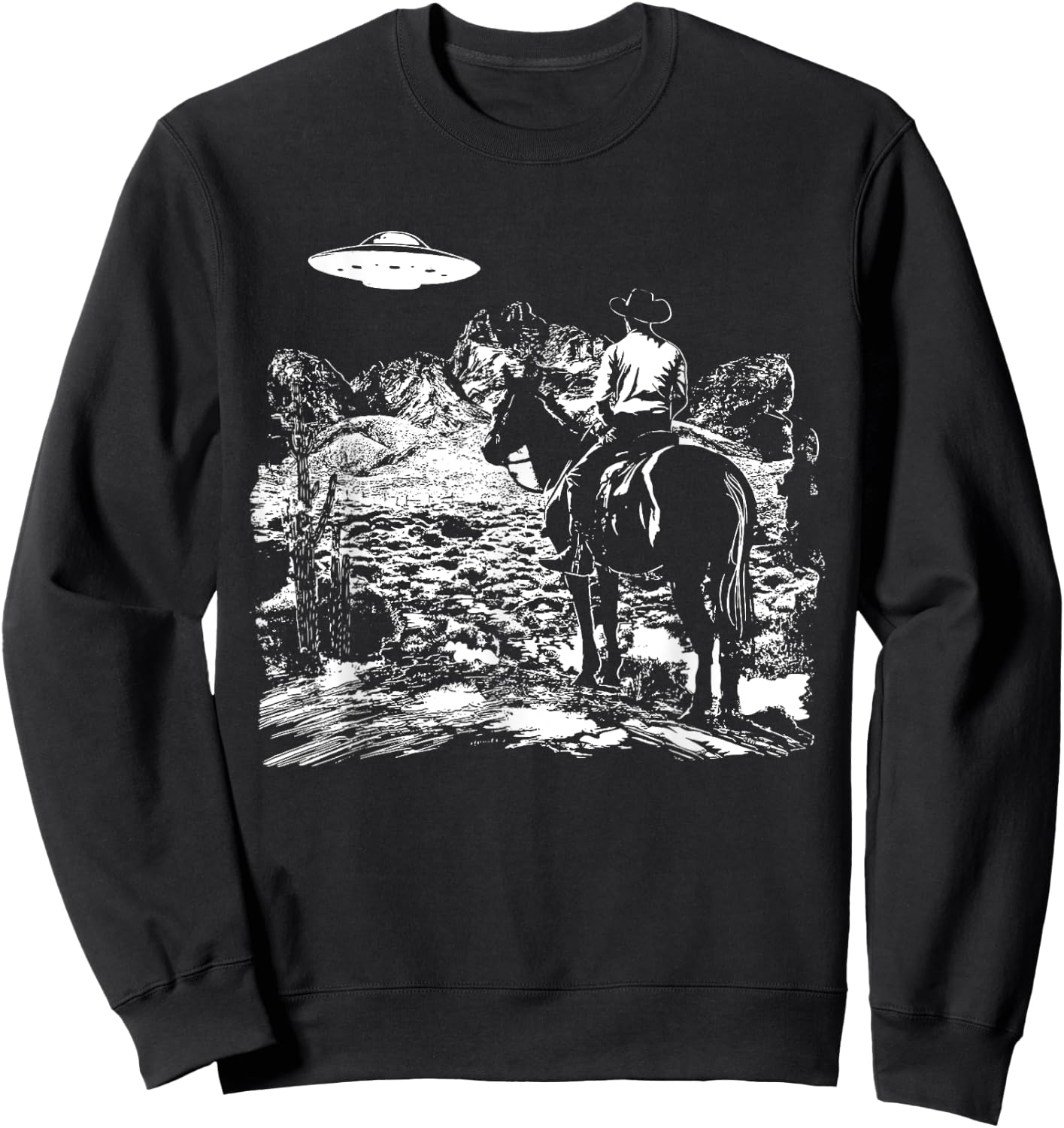 UFO Howdy Alien Cowboy Halloween Costume Ufo Western Sweatshirt - Sweatshirt | Black