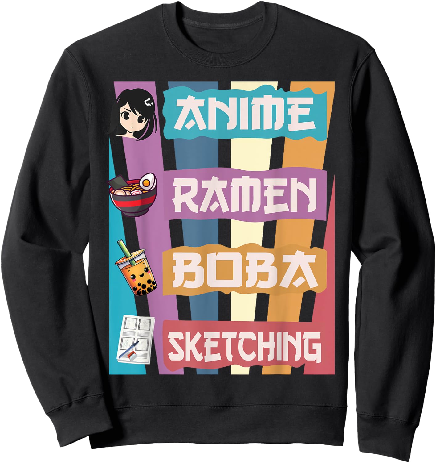 Anime Ramen Boba Sketching Just A Anime Girl Who Love Sweatshirt - Sweatshirt | Black