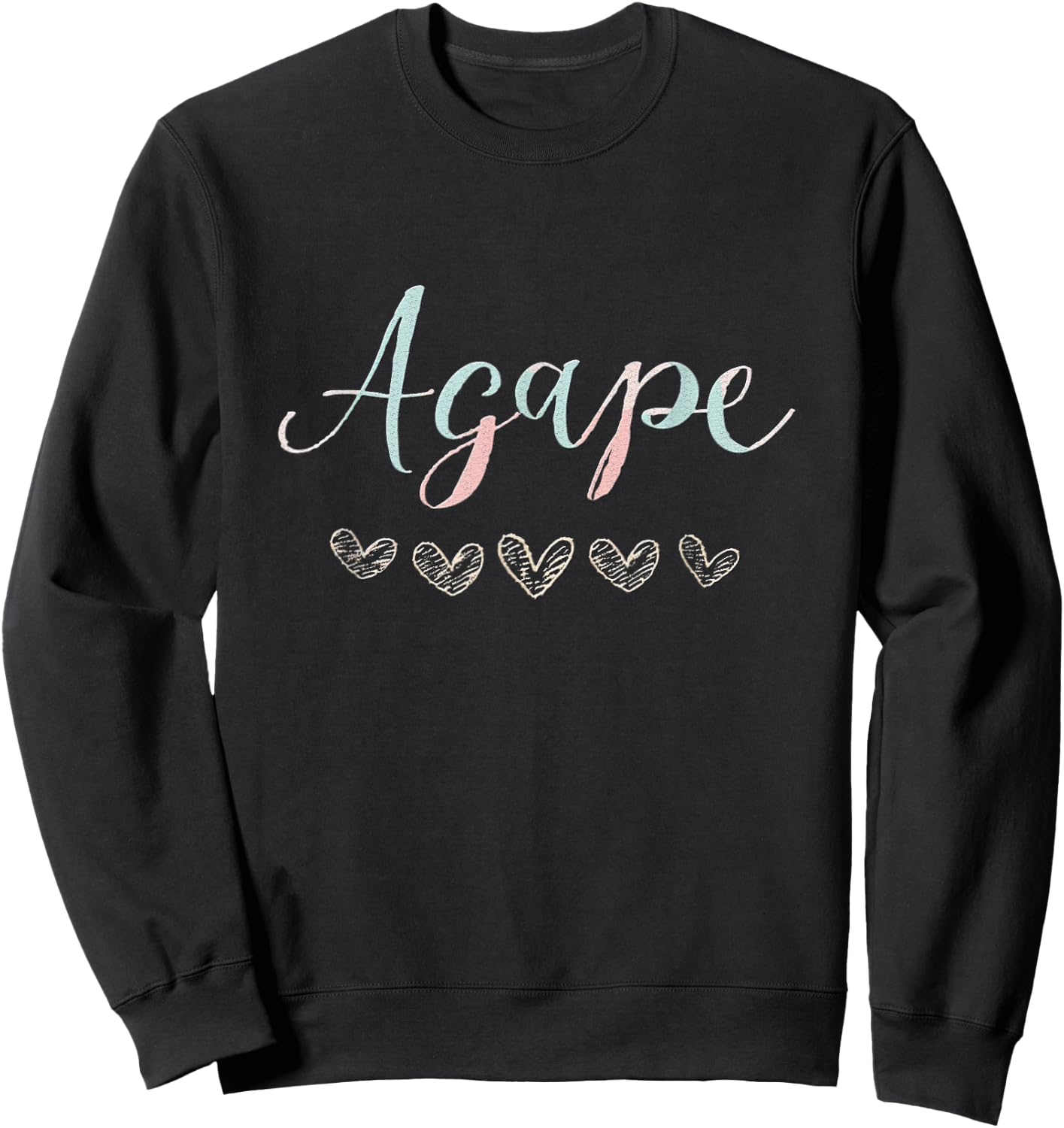 Agape Old Greek Christian Apparel Christian-Themed Black -Adults Small Straight Fit Round Neck Short Sleeve Sweatshirt - Sweatshirt | Black