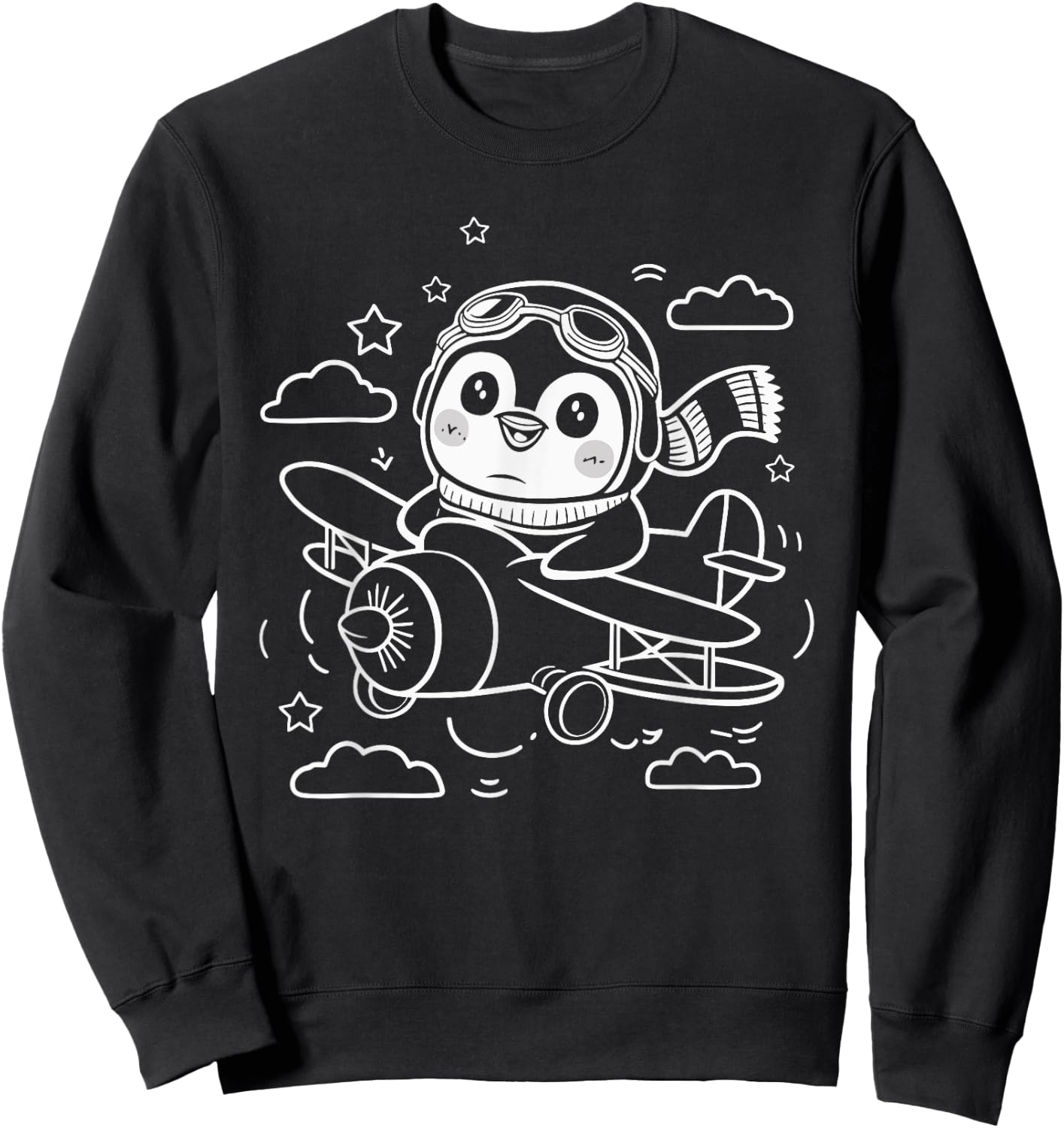 Cute Penguin Pilot In Airplane Aviation Plane Flying Penguin Sweatshirt - Sweatshirt | Black