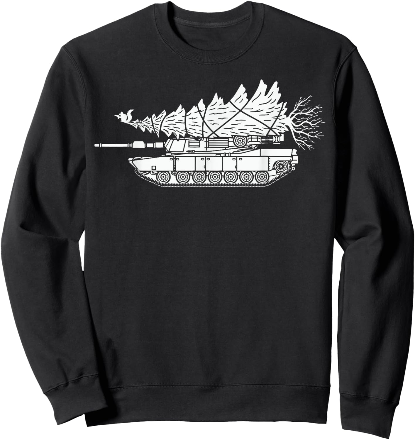 Tank Carrying Christmas Tree Sweatshirt - Sweatshirt | Black