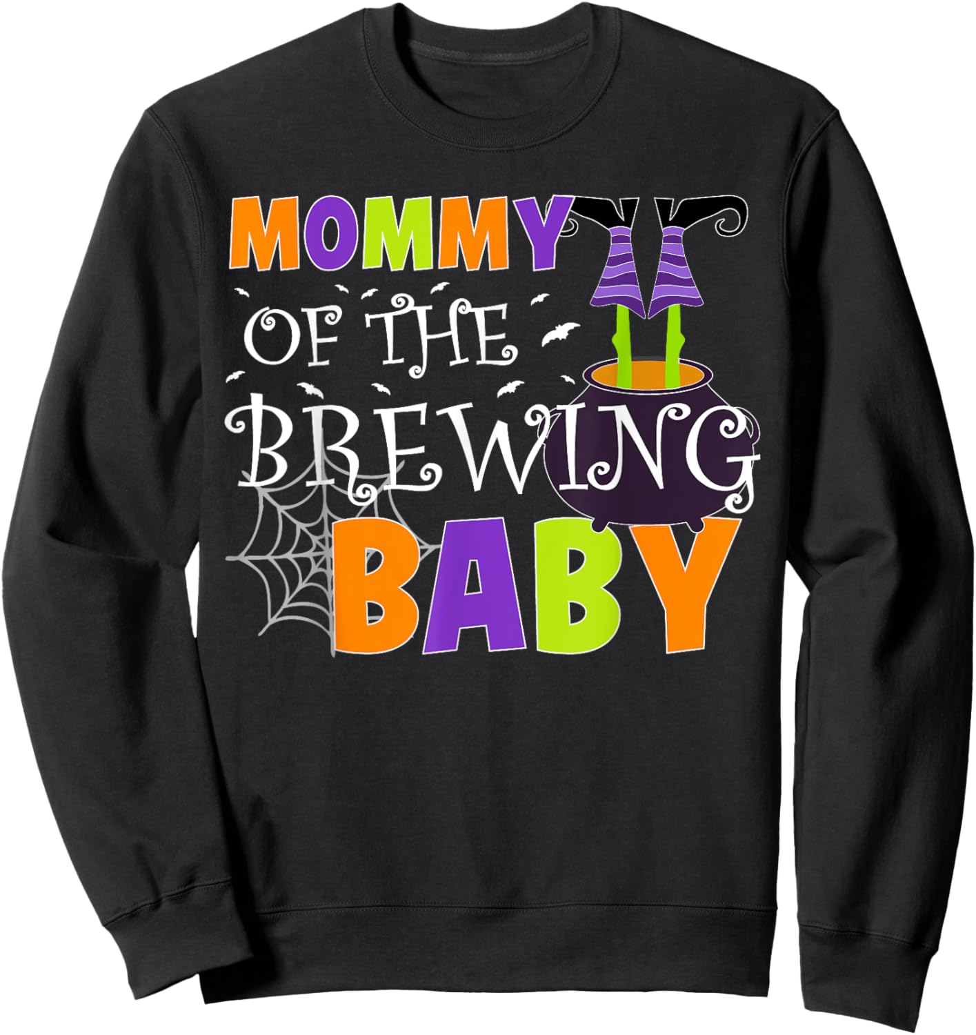 Mommy Of The Brewing Baby Halloween Witch Baby Shower Sweatshirt - Sweatshirt | Black