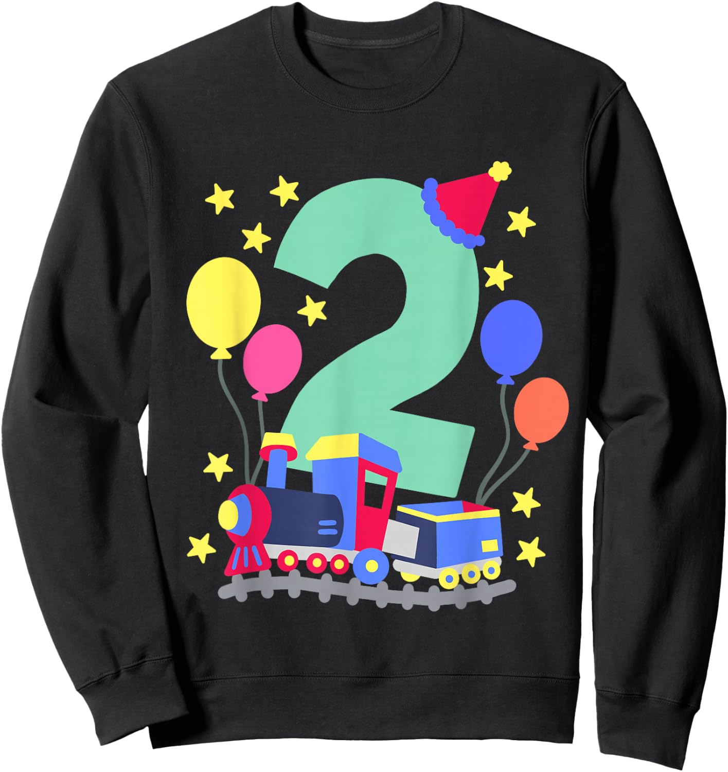 2nd Birthday Train Lovers I'm 2 Boys Kids Two Years Old Sweatshirt - Sweatshirt | Black