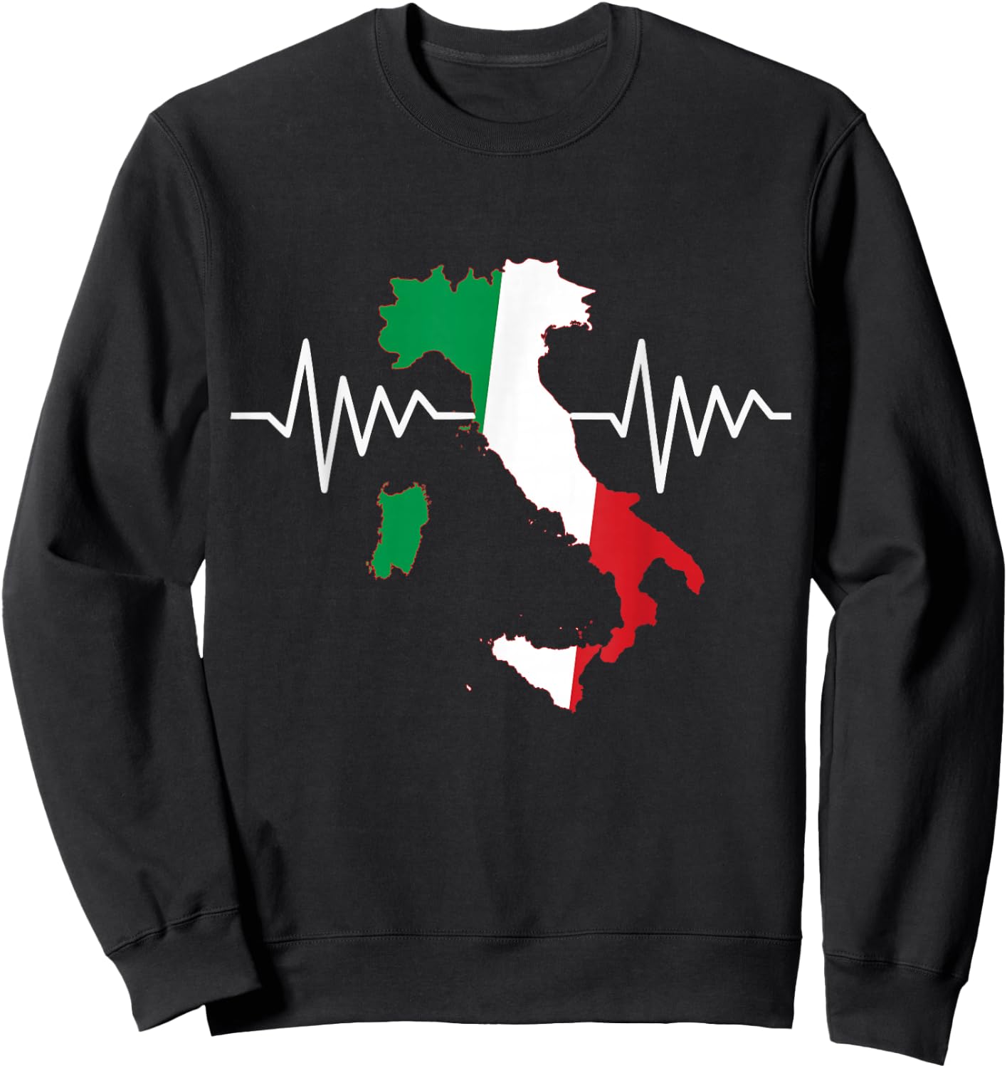 Italy Flag Heart Heartbeat for Italy Men Women Kids Sweatshirt - Sweatshirt | Black