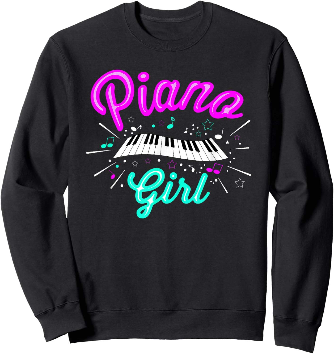 Piano Girl Funny Pianist Music Keyboardist Musician Outfit Sweatshirt - Sweatshirt | Black