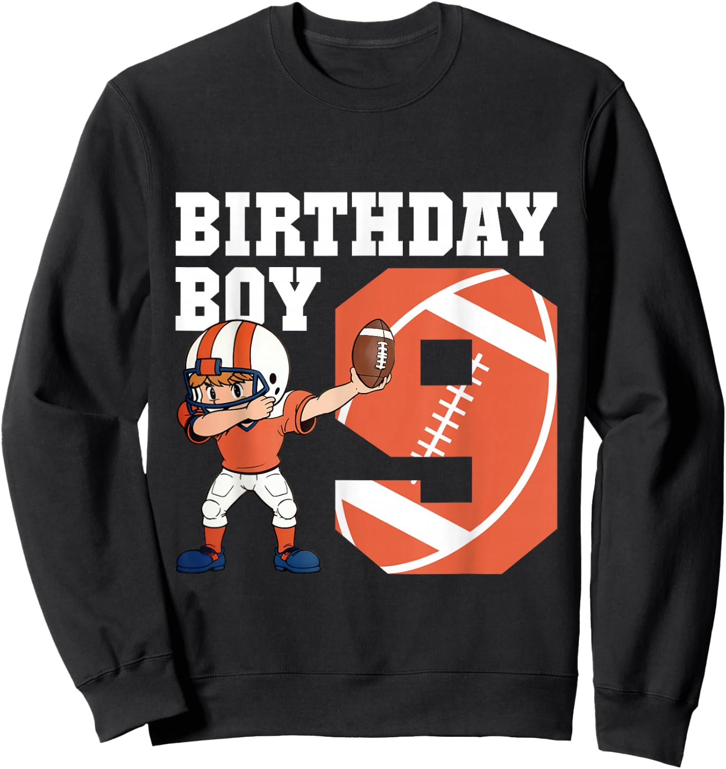9th Birthday Boy Football Player Dabbing 9 Years Old Kids Sweatshirt - Sweatshirt | Black
