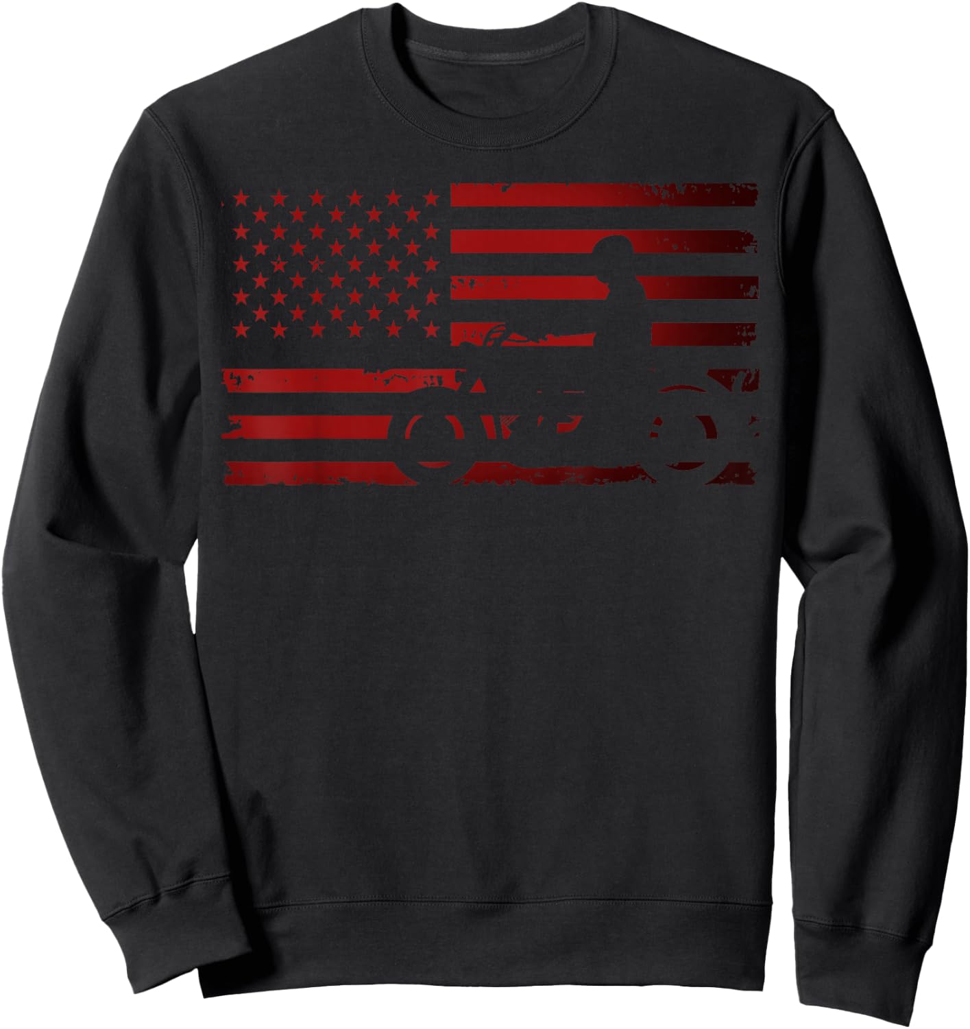 American Flag Motorcycle Biker Chopper Sweatshirt - Sweatshirt | Black