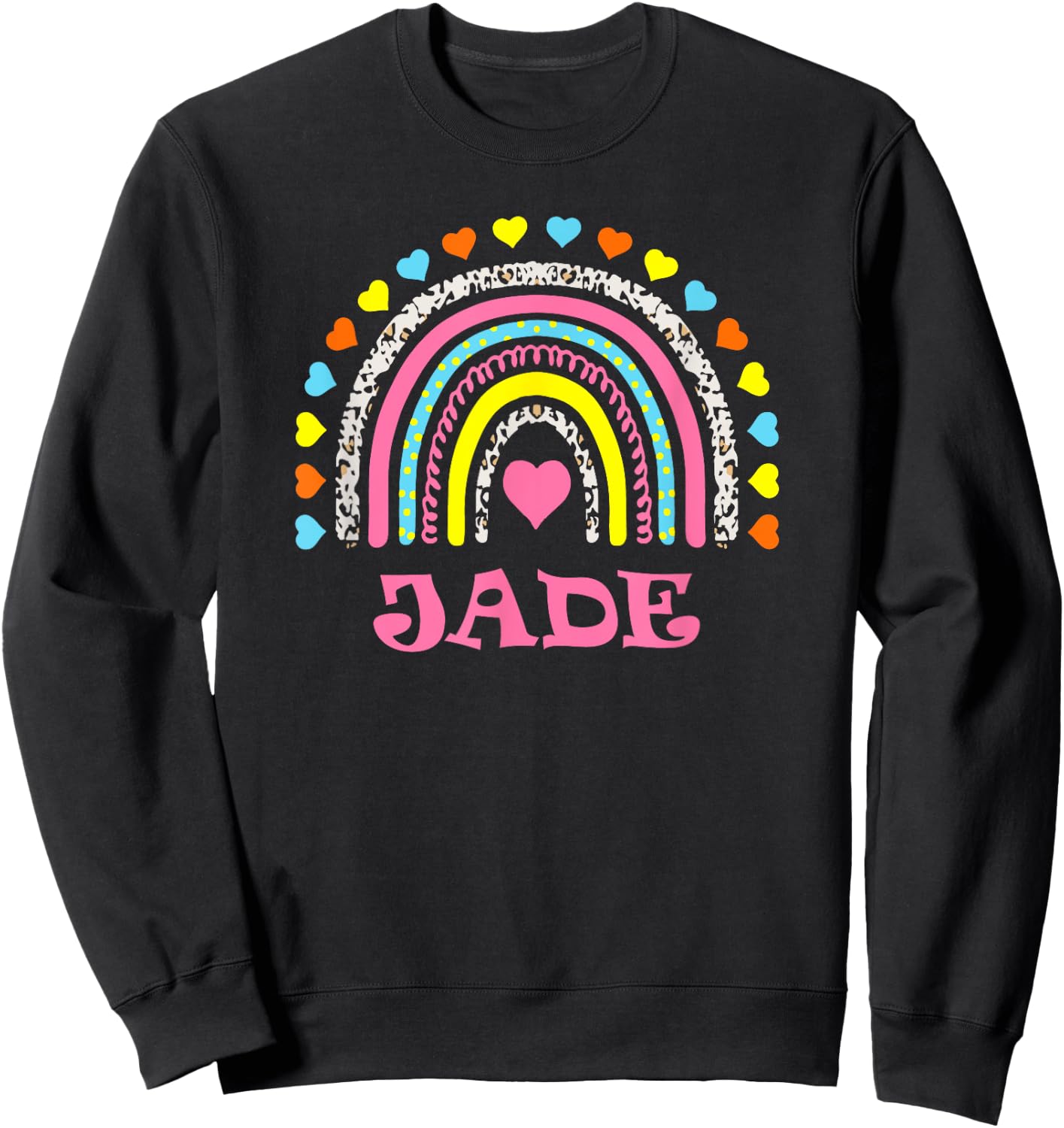 Jade Cute Colorful Rainbow Design for Girls Name Jade Sweatshirt - Sweatshirt | Black
