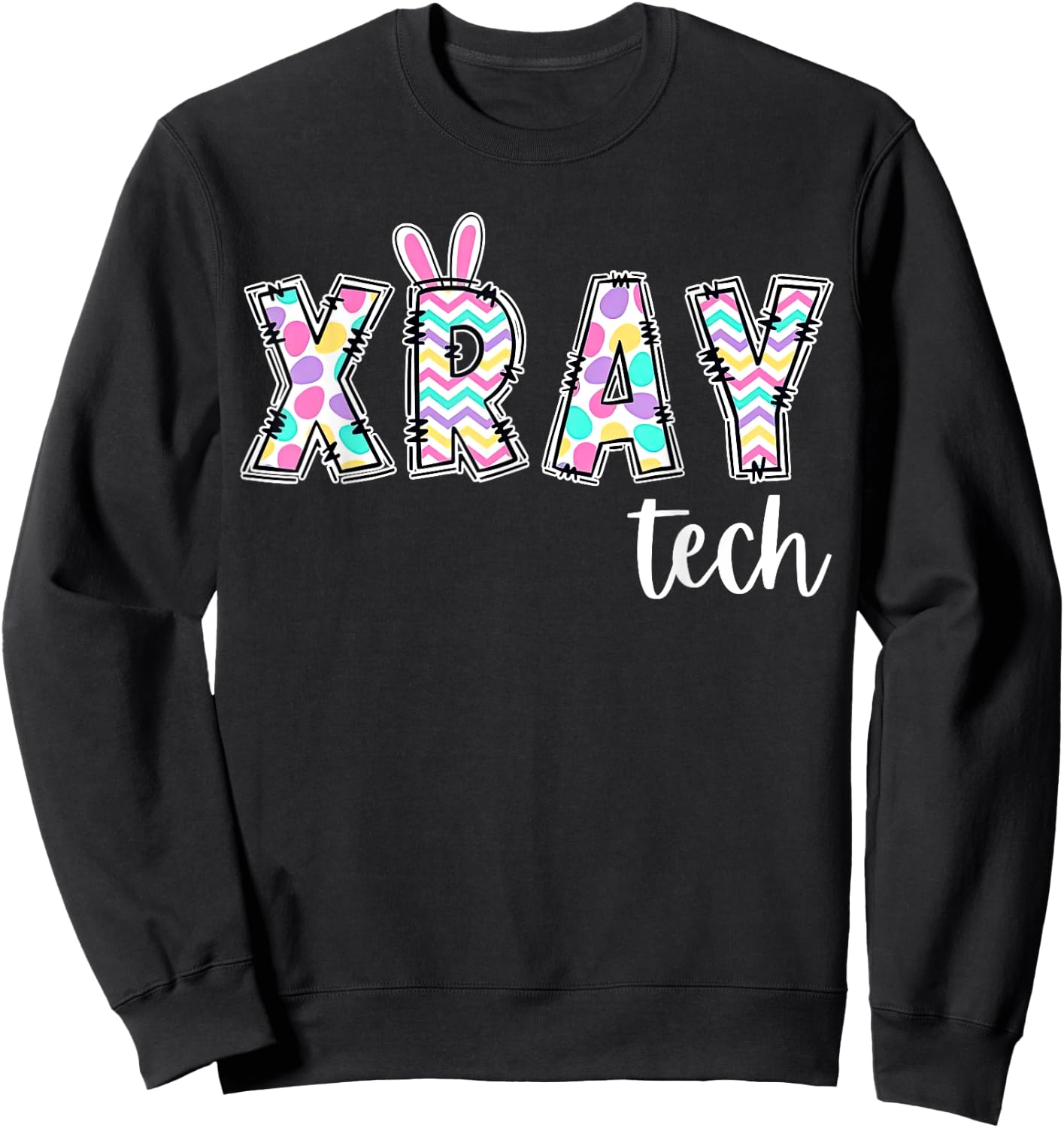Retro Xray Tech Bunny Easter Radiologic Technologist Sweatshirt - Sweatshirt | Black