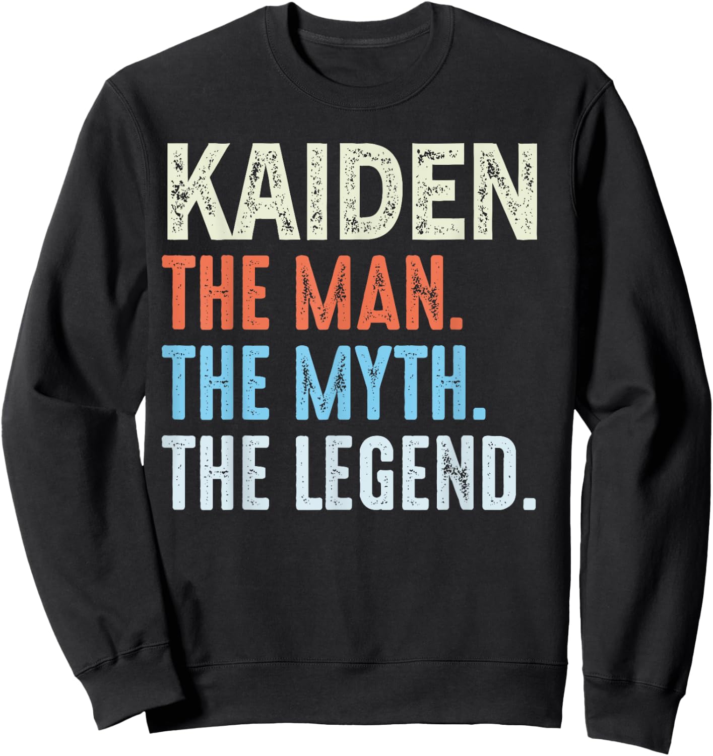 Kaiden The Legend Name Personalized Cute Idea Men Vintage Sweatshirt - Sweatshirt | Black