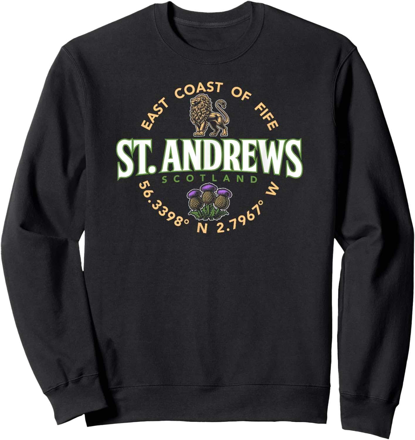 St. Andrews Scotland Coordinates Label Sweatshirt - Sweatshirt | Black