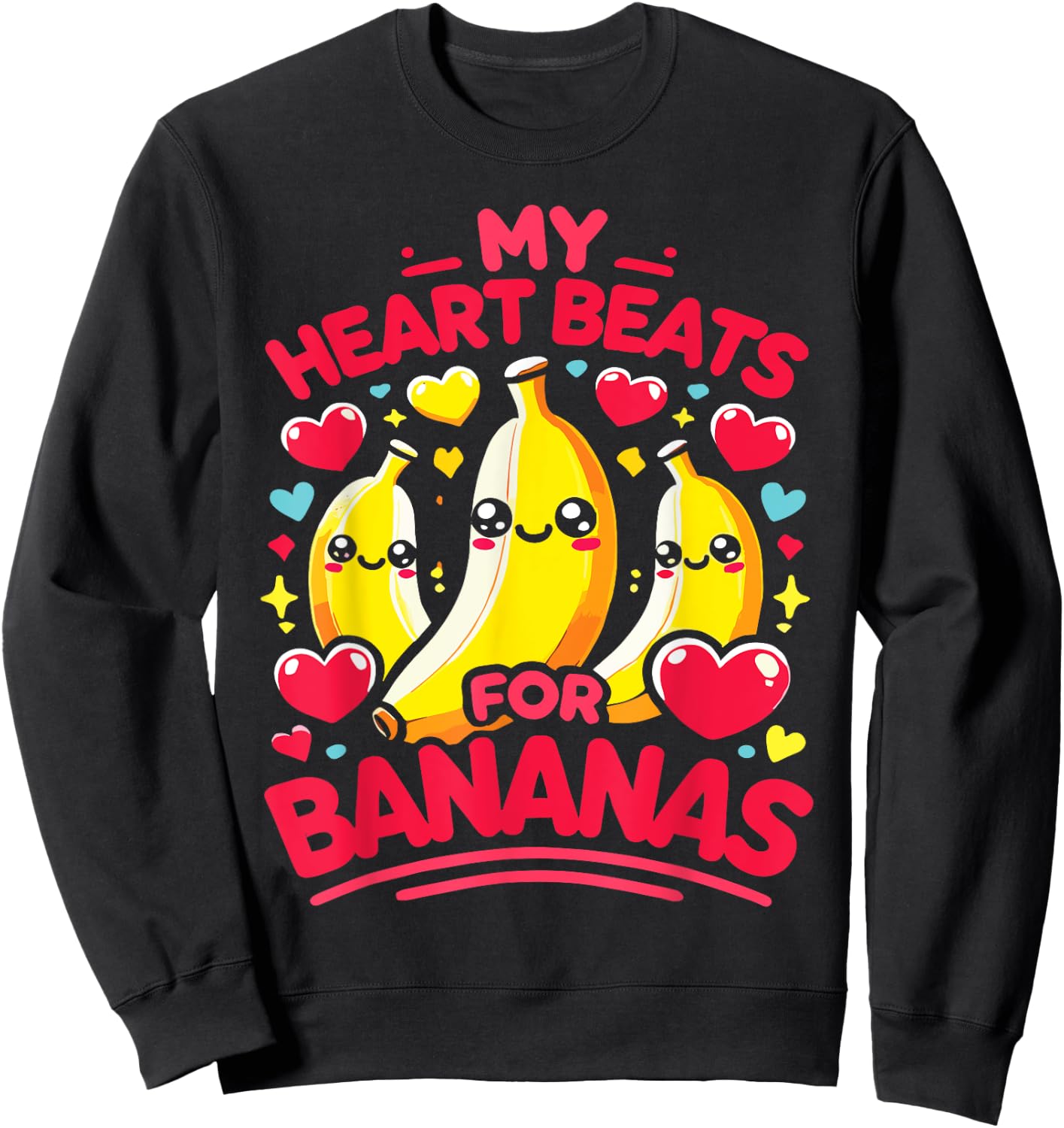 My Heart Beats For Bananas Banana Lover Sweatshirt - Sweatshirt | Black
