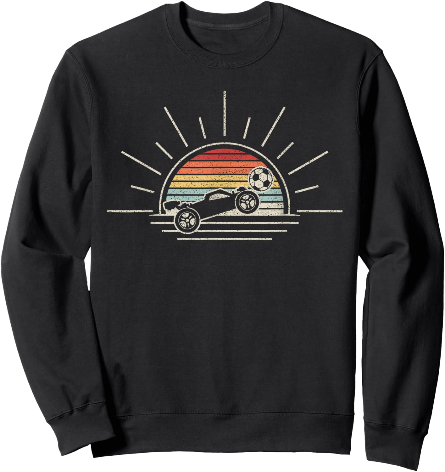 Retro Vintage Rocket Soccer Car Sweatshirt - Sweatshirt | Black