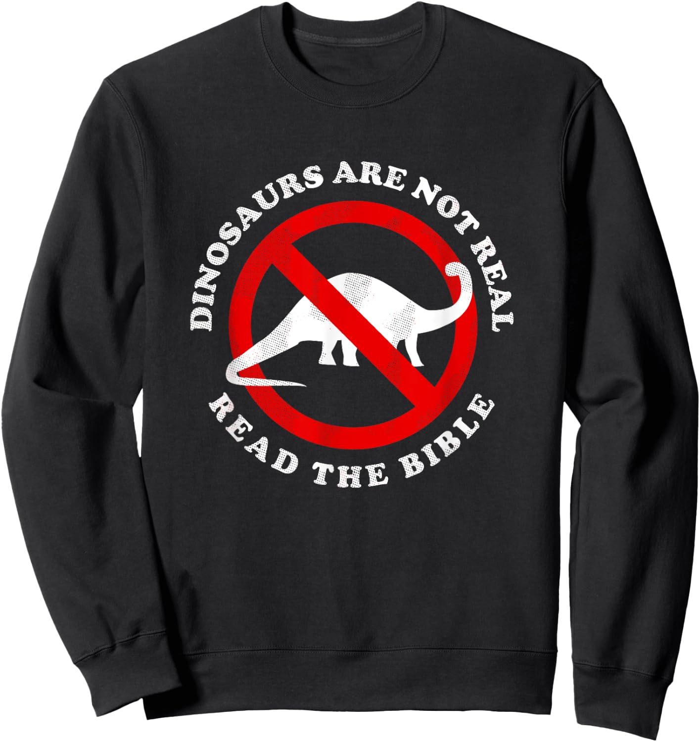 Dinosaurs Are Not Real Read The Bible - Funny Meme Sweatshirt - Sweatshirt | Black