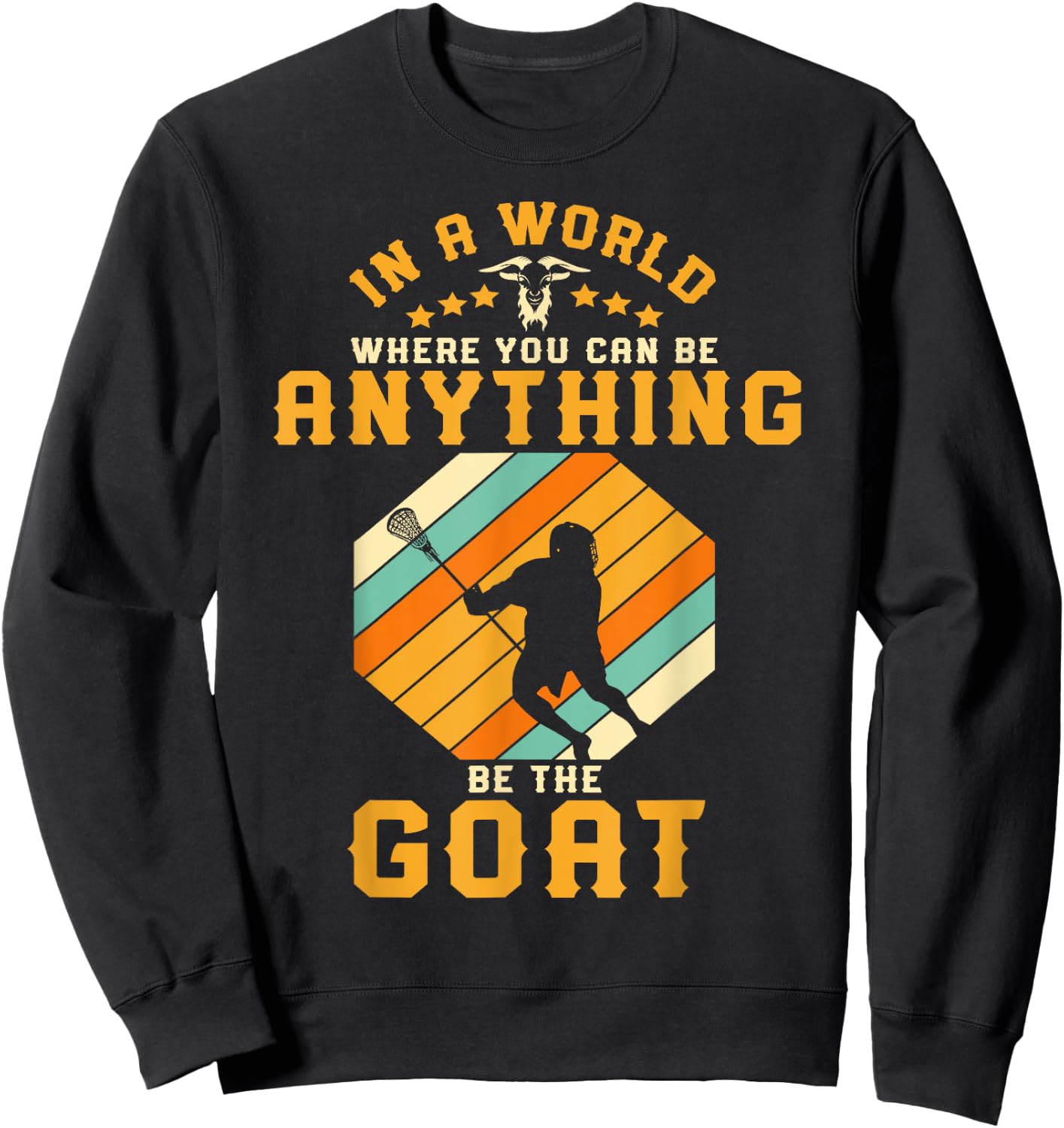 Vintage Lacrosse Retro Lax Rat Gift Lacrosse Player Sweatshirt - Sweatshirt | Black