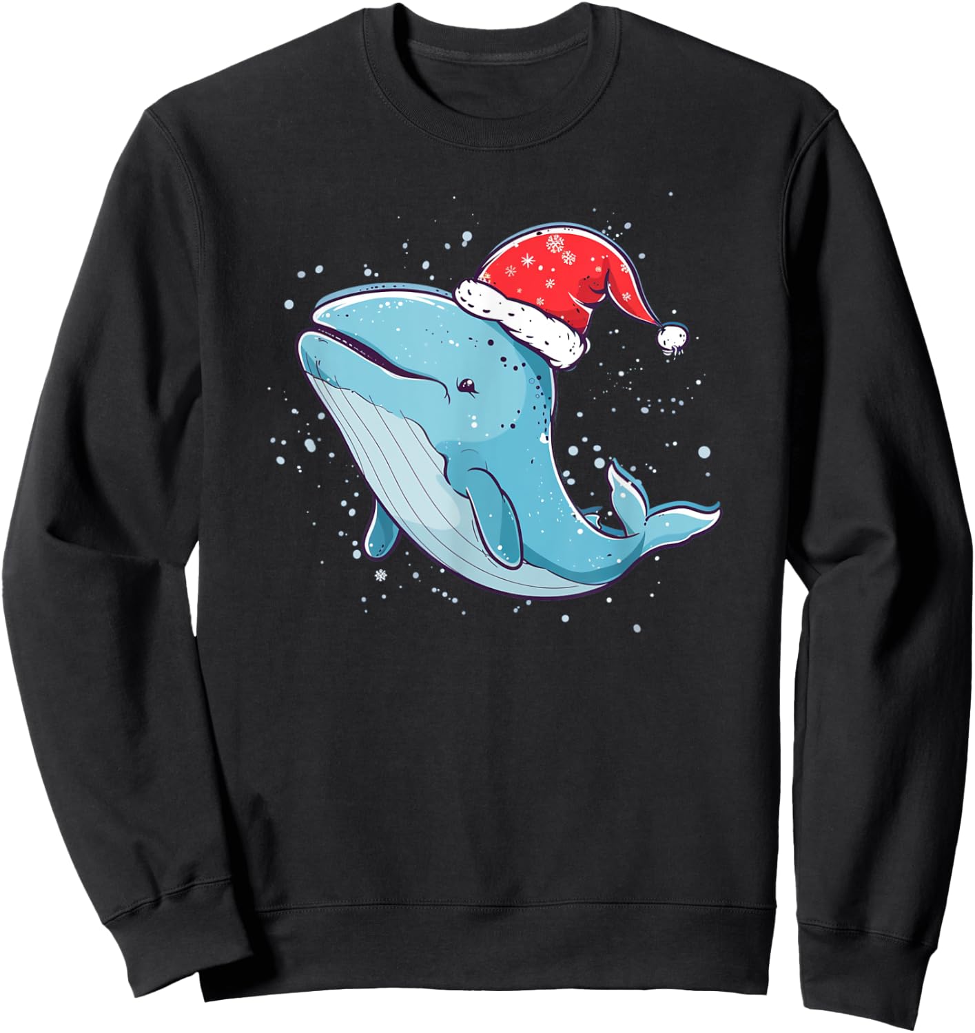 Cool Whale with Christmas Hat Costume for Boys and Girls Sweatshirt - Sweatshirt | Black