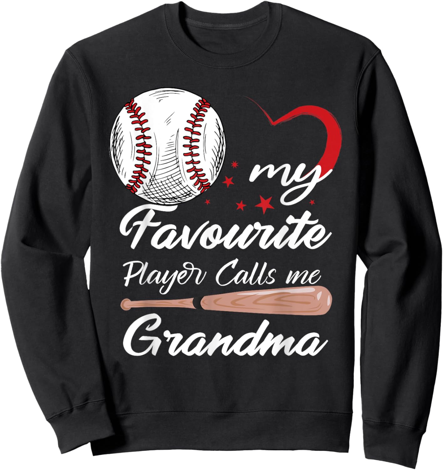 My Favorite Player Calls Me Grandma Baseball Women Sweatshirt - Sweatshirt | Black
