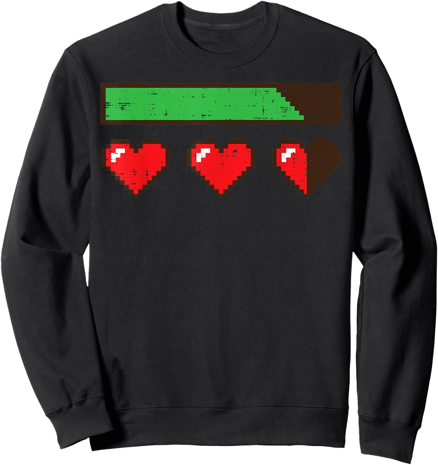 Valentines Day Gamer HP Pixel Hearts Lives Men Boys Kids Sweatshirt - Sweatshirt | Black