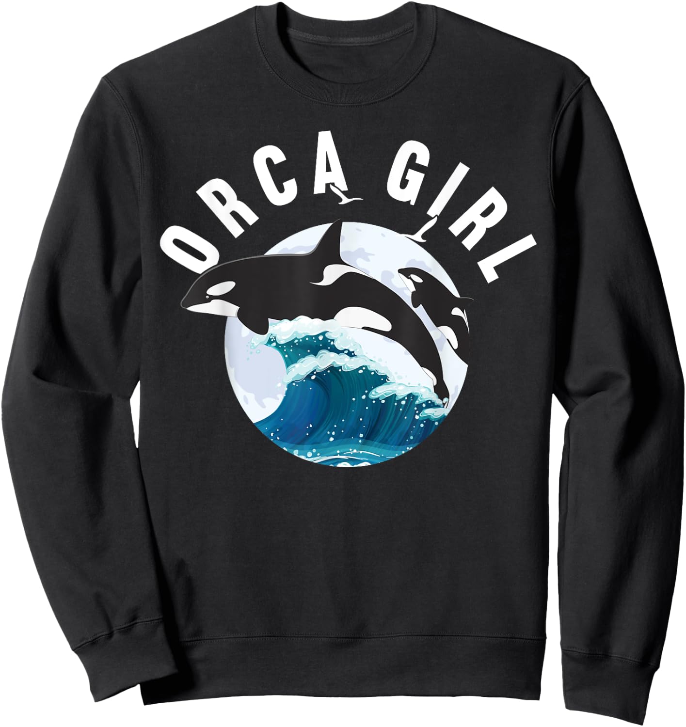 Orca Girl Wild Whale Family Sea Animal Wildlife Boys & Girls Sweatshirt - Sweatshirt | Black