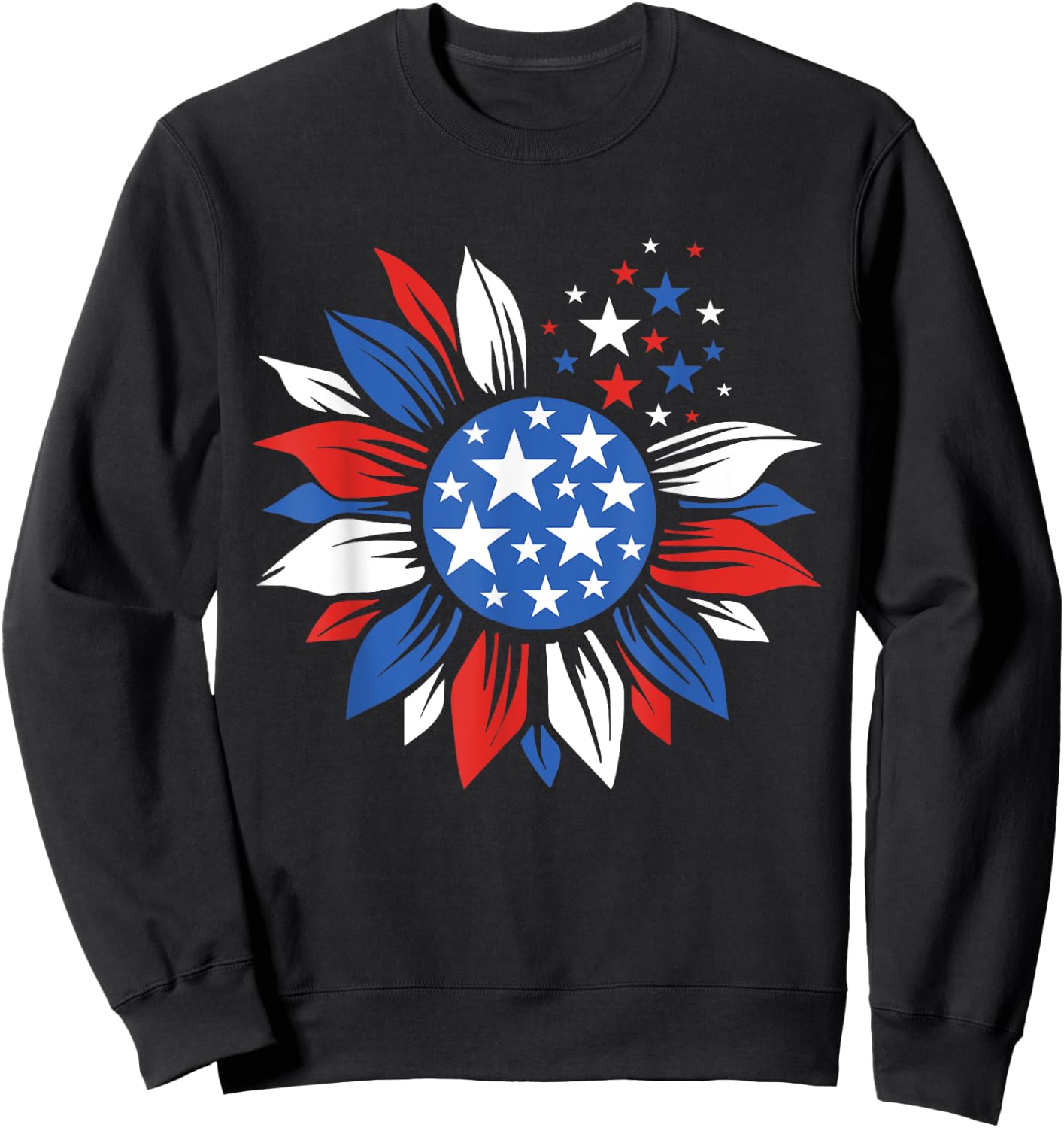 America Sunflower 4th Of July Patriotic American 4th Of July Sweatshirt - Sweatshirt | Black