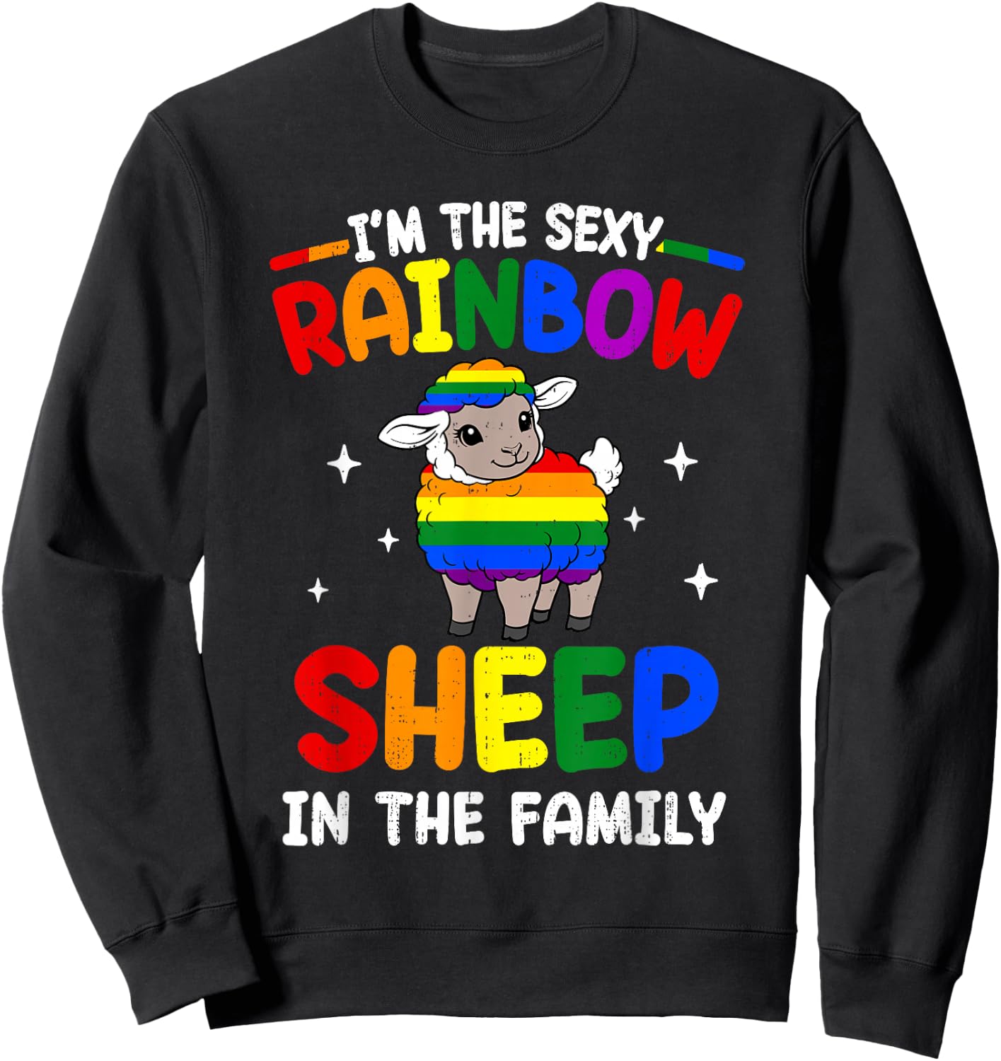 Rainbow Sheep in Family LGBT Gay Lesbian Pride Ally Women Sweatshirt - Sweatshirt | Black