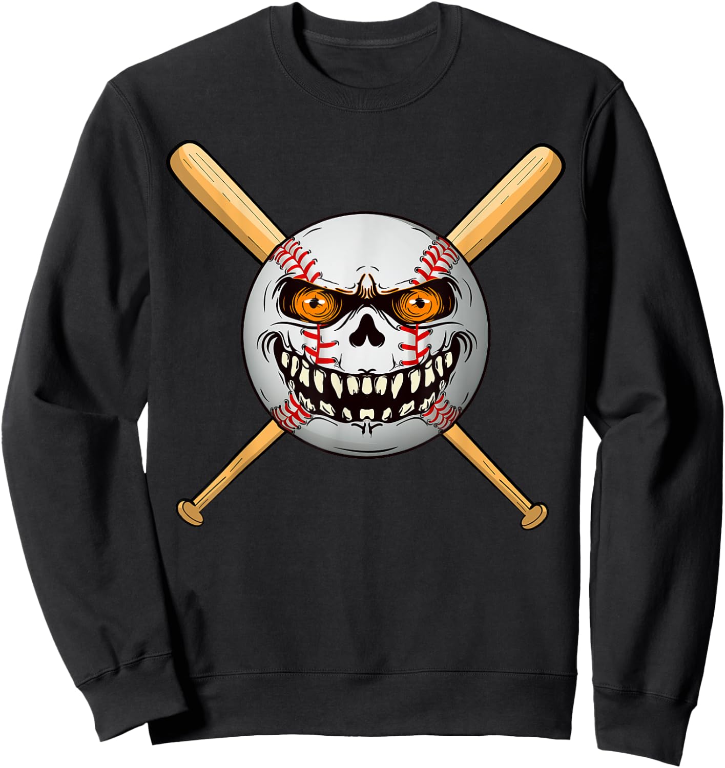 Spooky Baseball bats player Halloween Pumpkin Costume Sweatshirt - Sweatshirt | Black