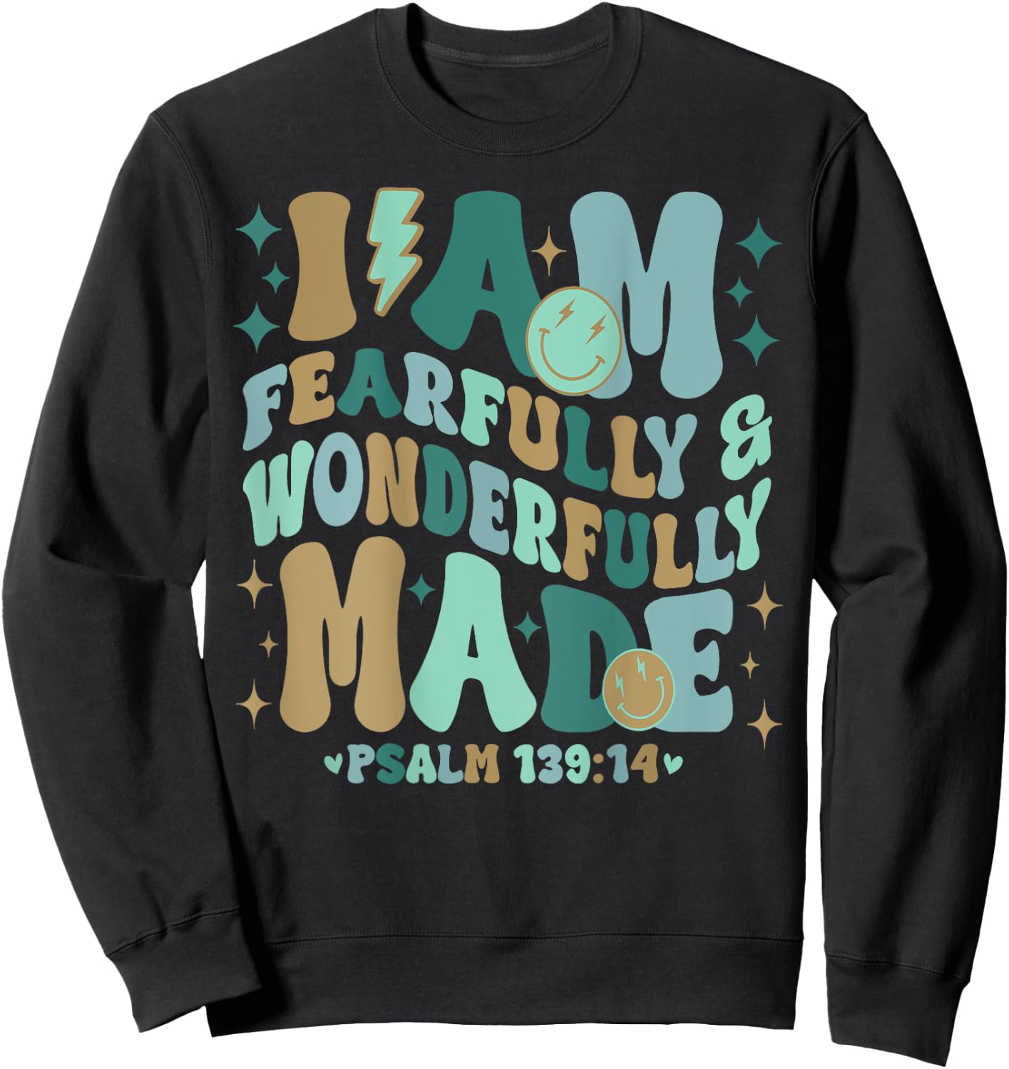 I am Fearfully & Wonderfully Made Retro Sweatshirt - Sweatshirt | Black