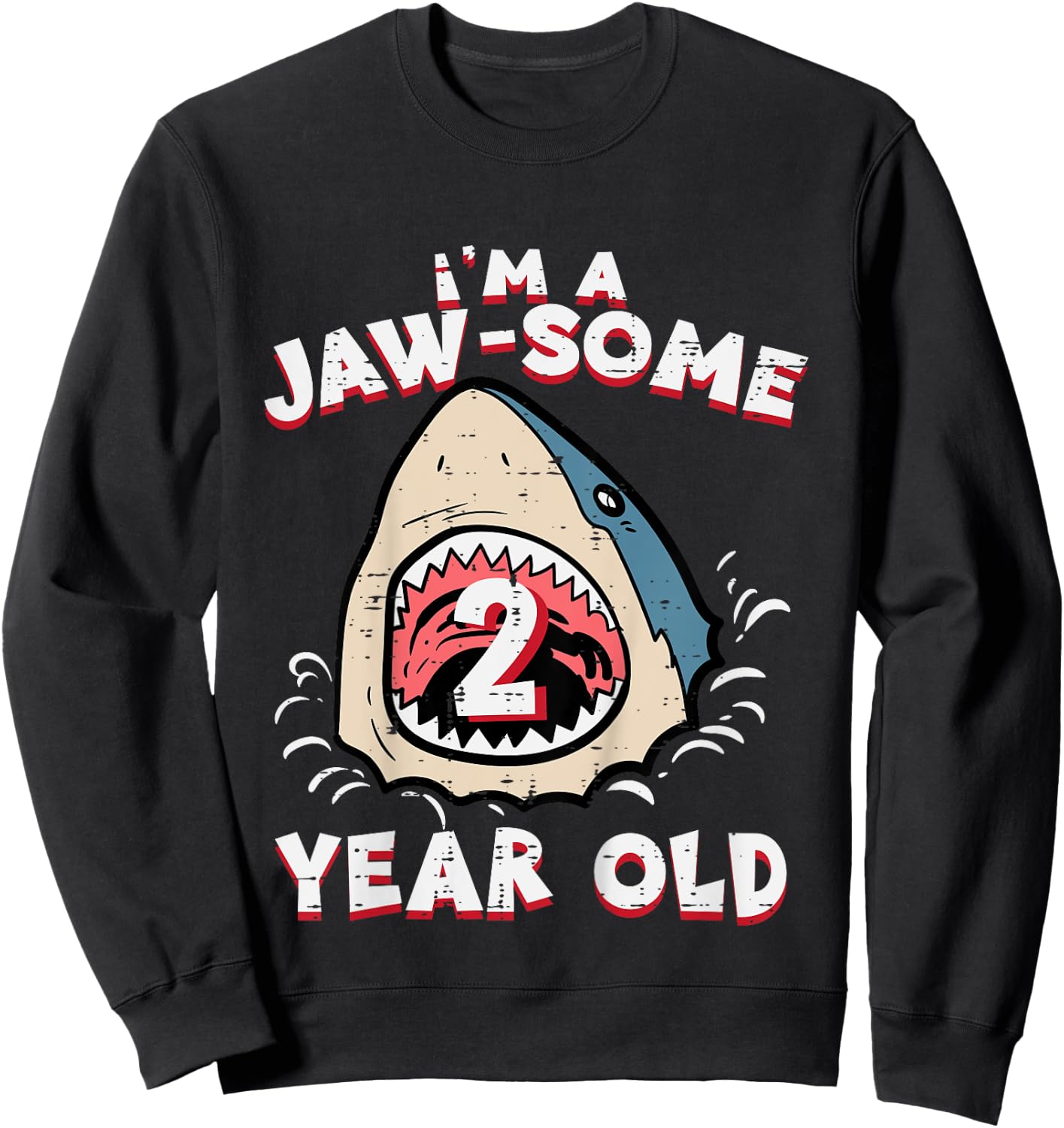 Im Jaw Some 2 Year Old Shark 2nd Birthday Boys Girls Kids Sweatshirt - Sweatshirt | Black