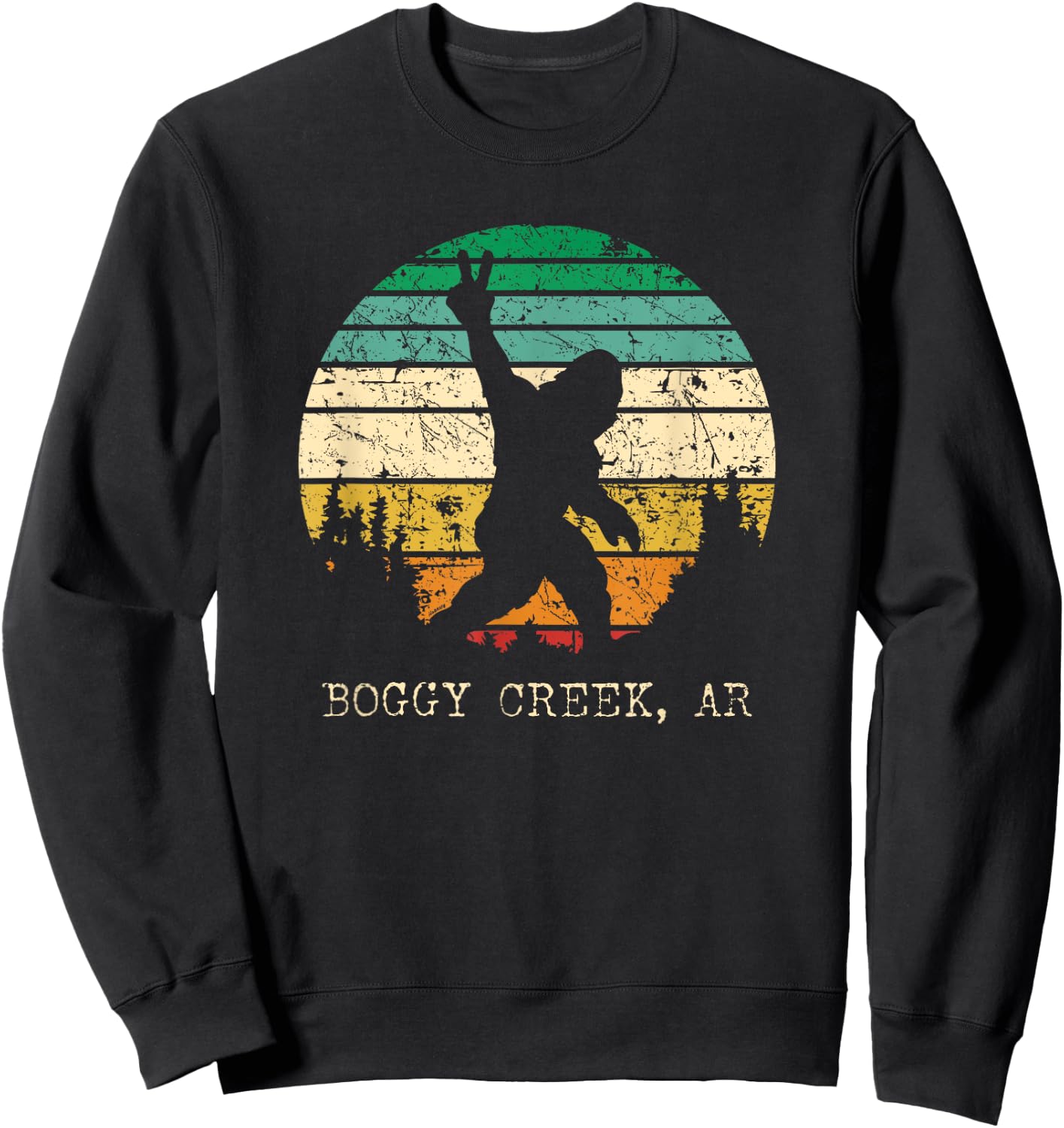 Boggy Creek AR USA Sasquatch Peace Sign Bigfoot Design Sweatshirt - Sweatshirt | Black