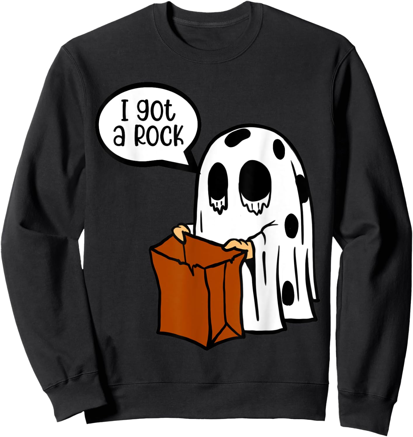 Halloween I Got A Rock Ghost Costume with Brown paper bag Sweatshirt - Sweatshirt | Black