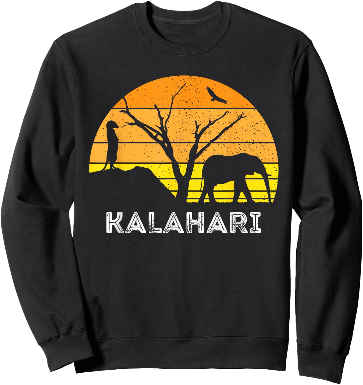 Kalahari Desert Elephant Meerkat Sunset Safari Africa Sweatshirt - Sweatshirt | Black