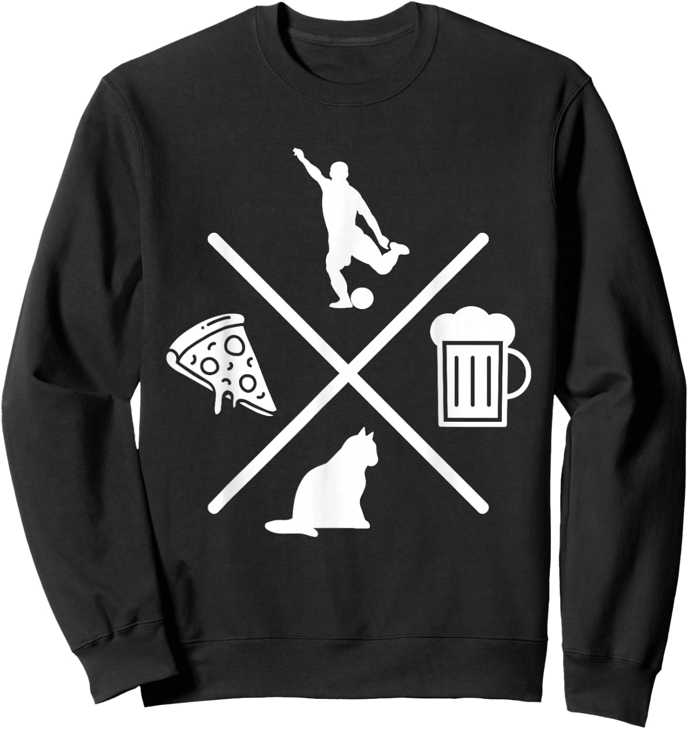 Soccer Beer Cats Pizza Feline Snack Food Gift Sweatshirt - Sweatshirt | Black