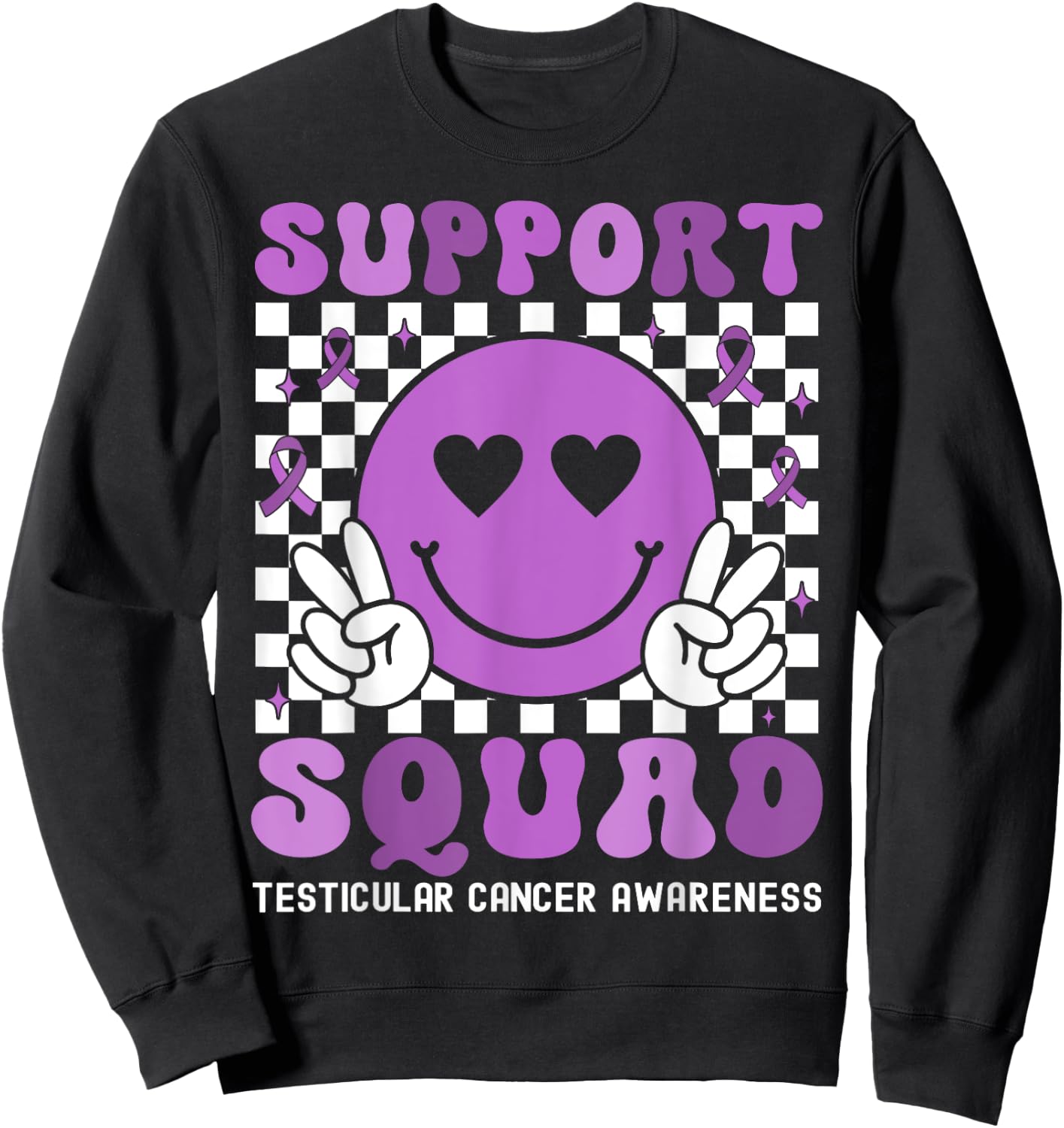 Support Squad Testicular Cancer Awareness Groovy Sweatshirt - Sweatshirt | Black