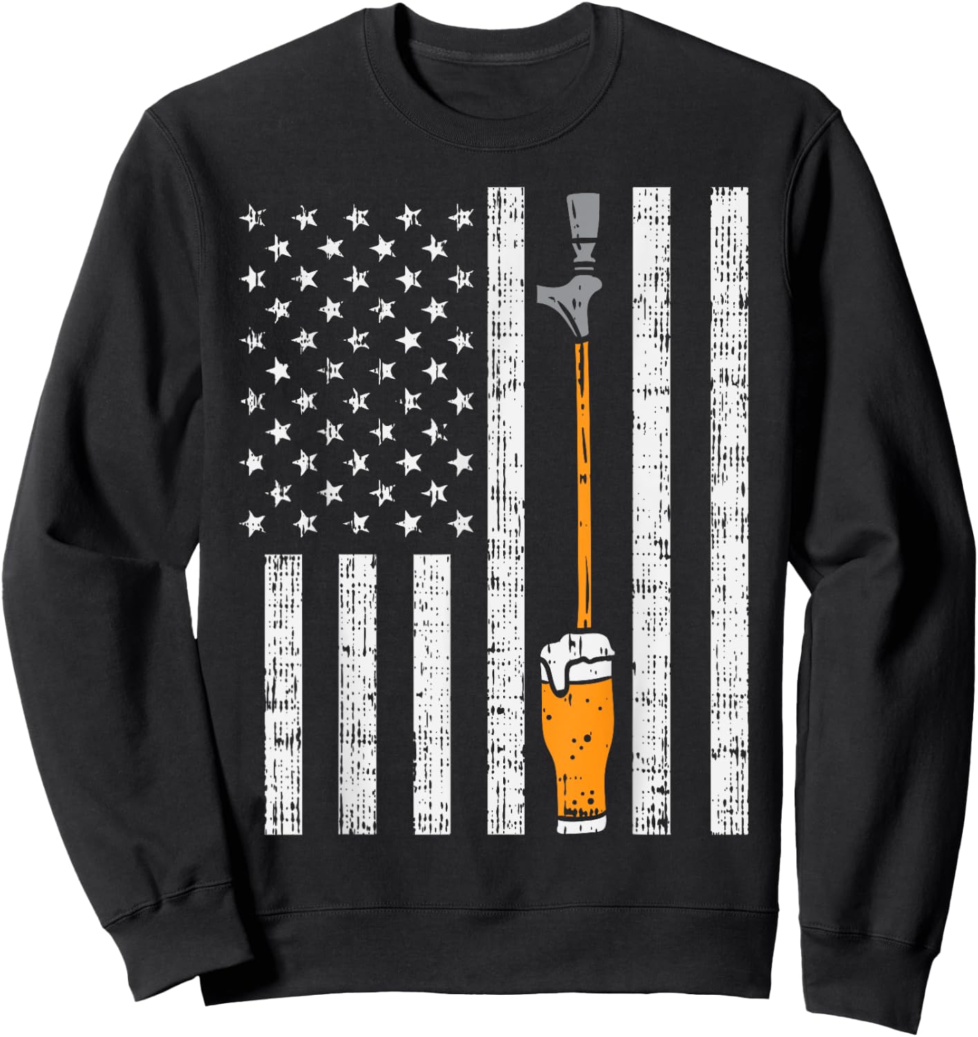 Tap Beer US Flag Fun Draft Draught Fathers Day Men Dad Gift Sweatshirt - Sweatshirt | Black