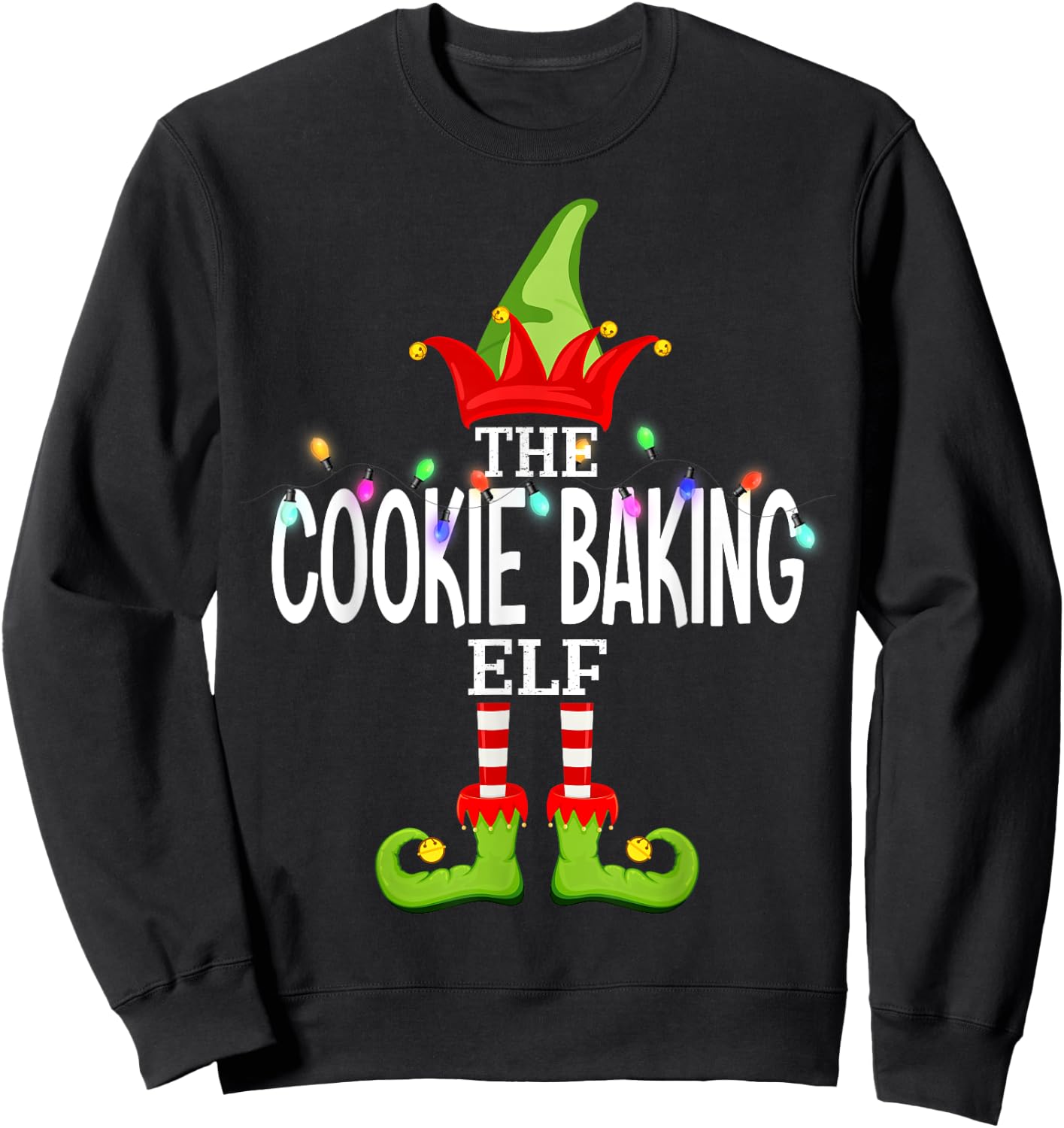 The Cookie Baking Elf Christmas Matching Pajamas Sweatshirt - Sweatshirt | Black